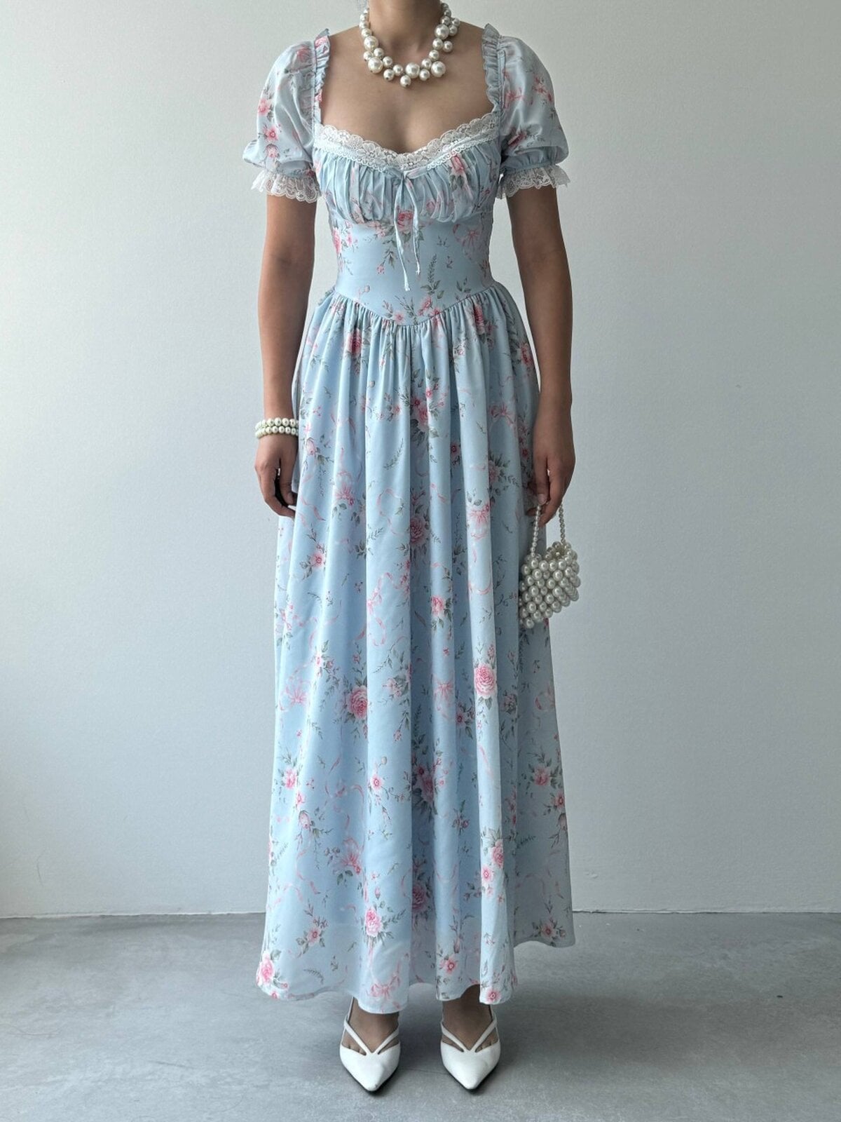 Munc Lace Detail Dress ETK-00992 - Blue - Etika - by Peralane - photo 2