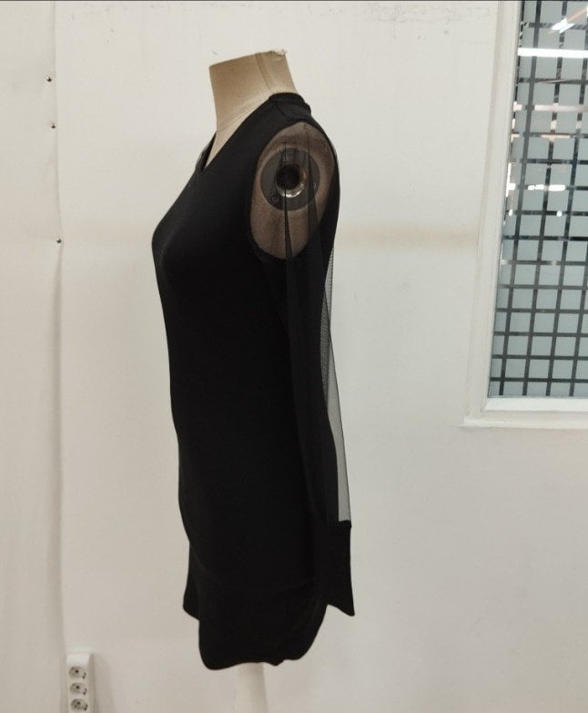 Women's Long Sleeve V-Neck Tulle Detail Mini Slip Dress - Janes - by Peralane - photo 7