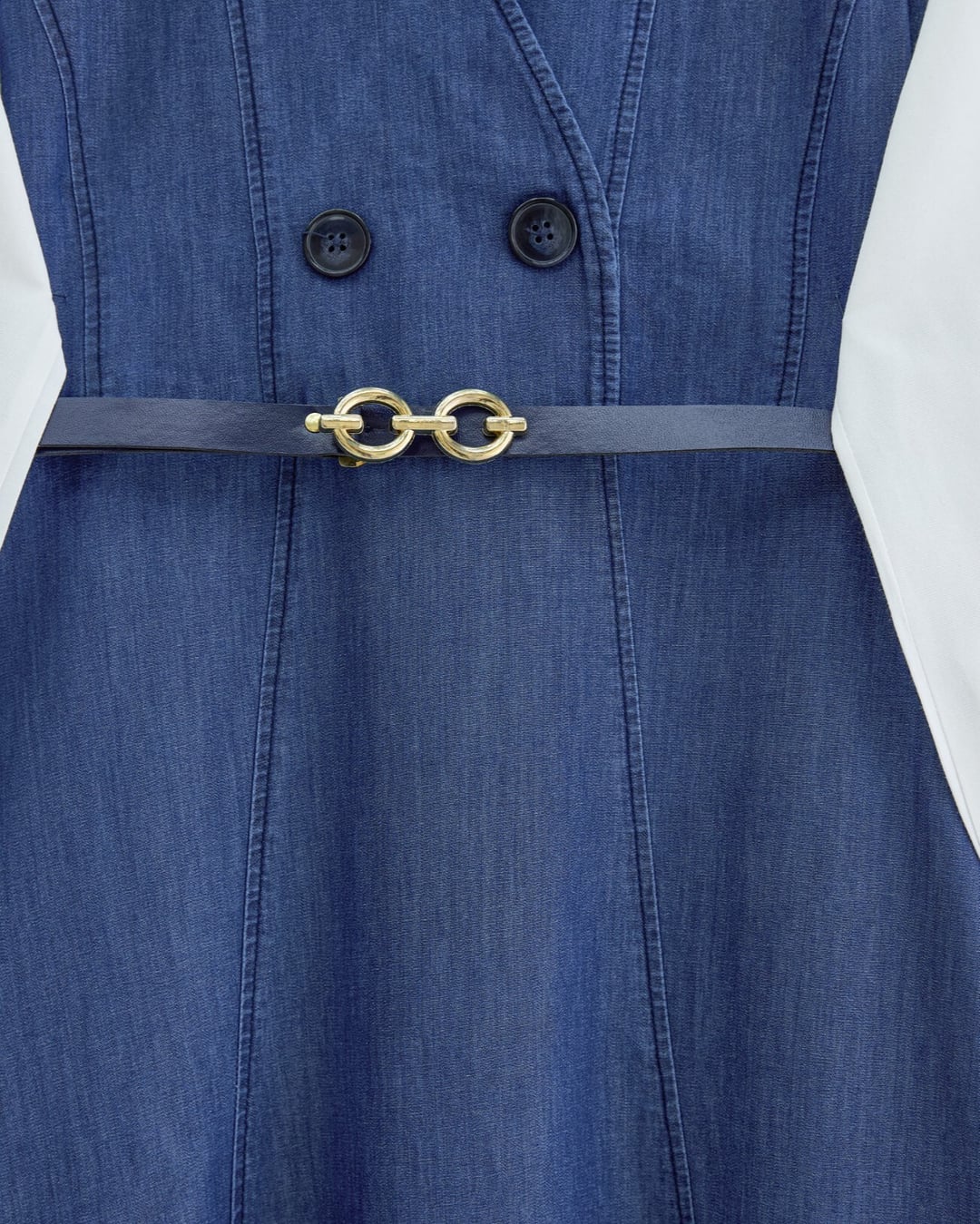 Double-Breasted Belted Denim Jumpsuit - Indigo - Podyumplus - by Peralane - photo 4