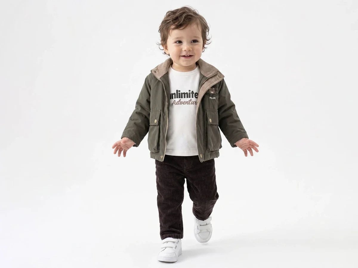 Boys' 4-Piece Outfit Set with Embroidered Bear Jacket - Canoz - by Peralane