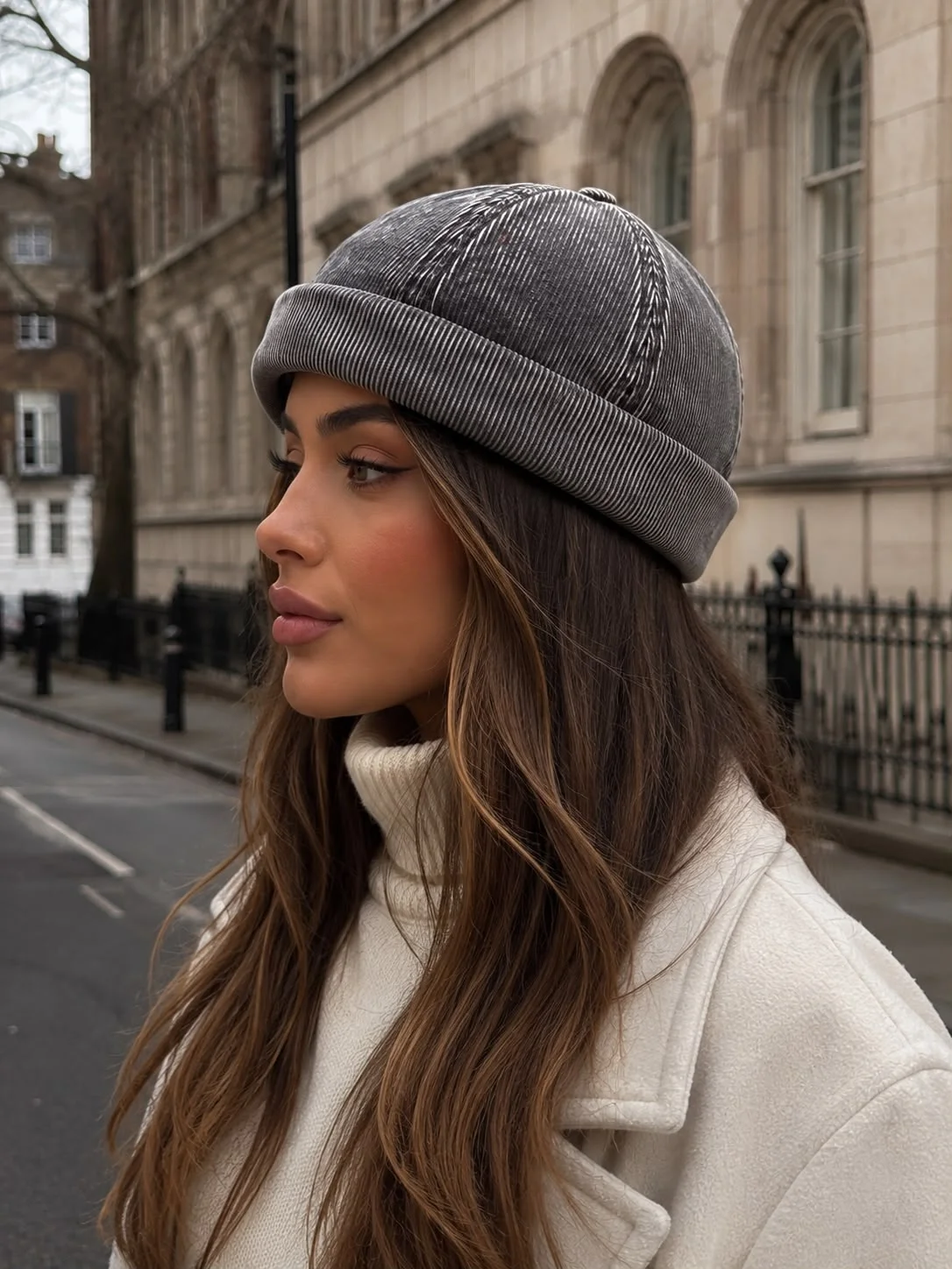 Grey Ribbed Beanie Hat for Women - Nesvay - by Peralane - photo 2