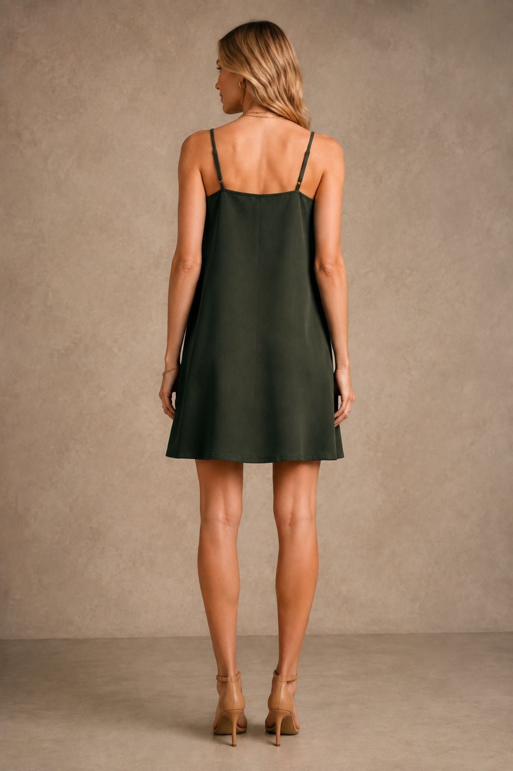 Sleeveless V-Neck Slip Dress in Khaki - HS3109 - Xlove - by Peralane - photo 3