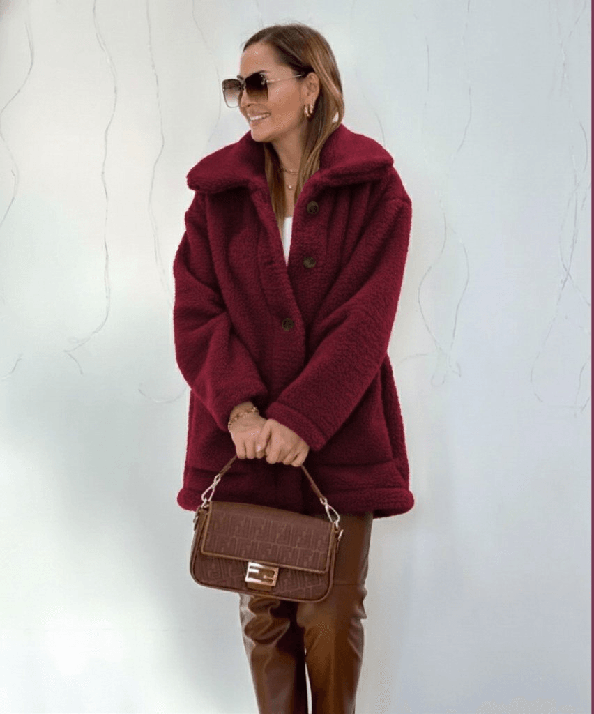Women's Long Sleeve Collared Button-Front Welsoft Coat - Janes - by Peralane