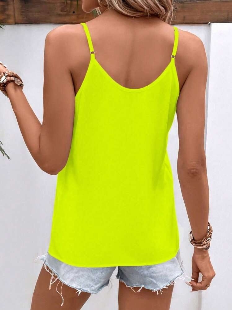Women's Neon Yellow V-Neck Viscose Tank Top with Thin Straps | Pack of 6 - Janes - by Peralane - photo 5