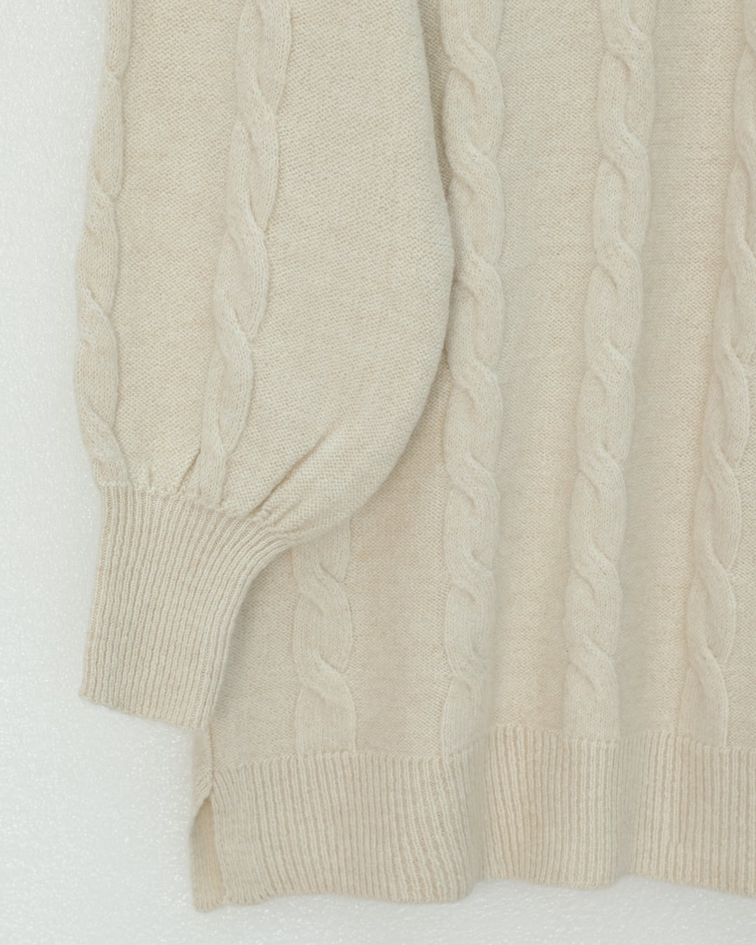 Cream Cable Knit Sweater with Balloon Sleeves - Podyumplus - by Peralane - photo 5