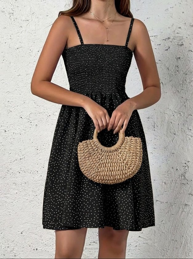 Women's Sleeveless Polka Dot Dress with Spaghetti Straps - Janes - by Peralane - photo 3