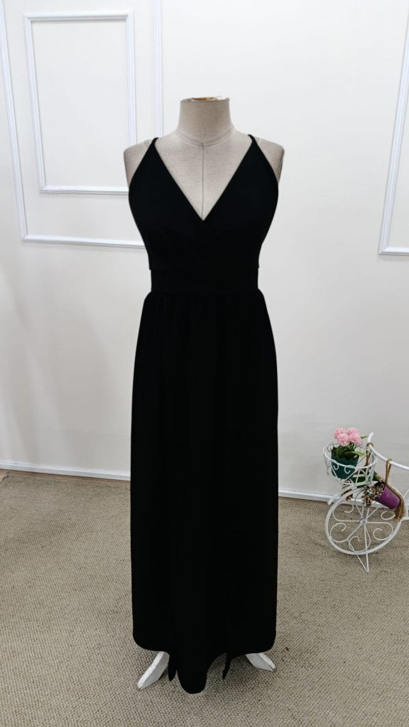 Women's Sleeveless V-Neck Crepe Maxi Dress with Side Slit - Janes - by Peralane - photo 6