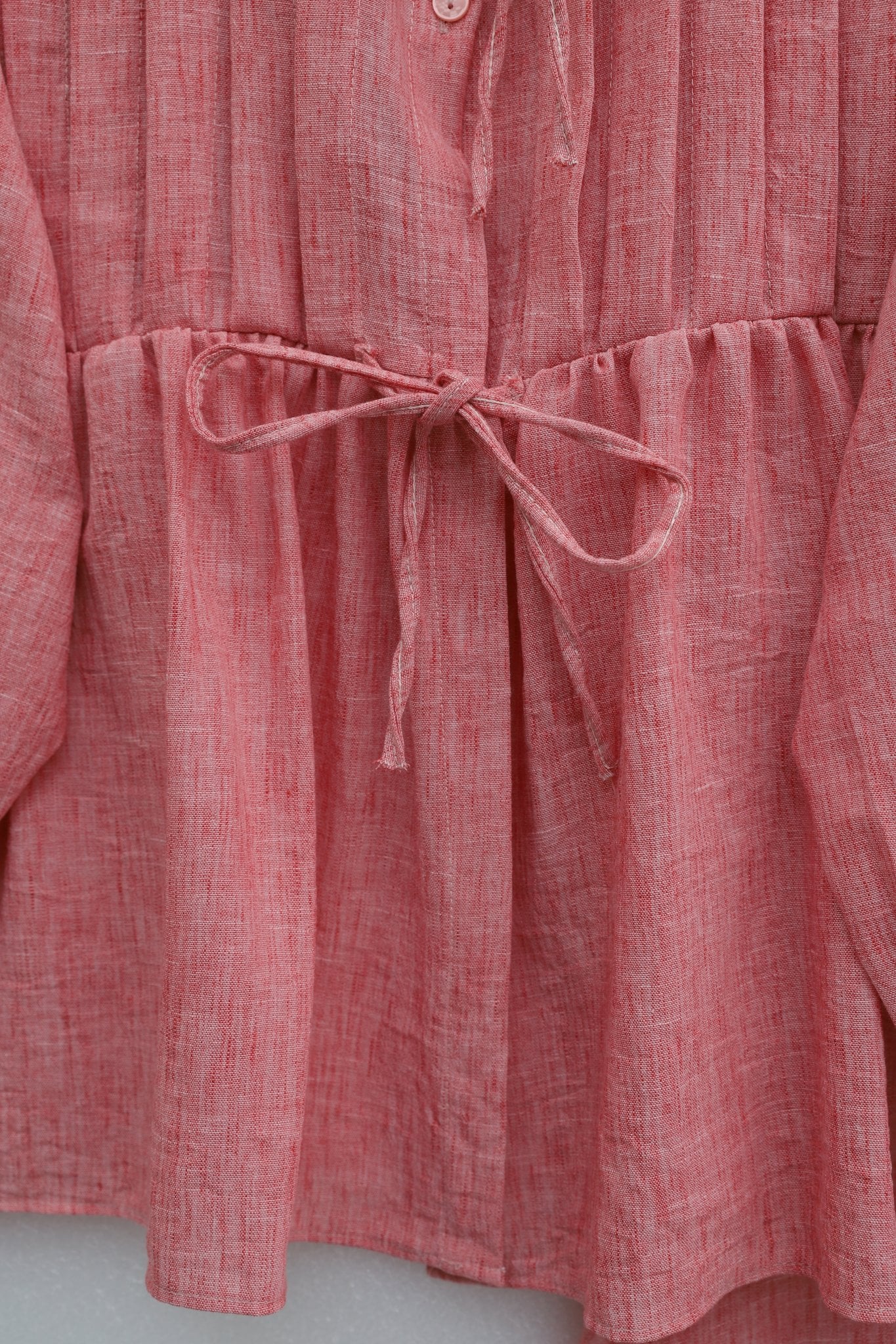 Half Button Tie Front Linen Look Two Piece Modest Set with Skirt - Pomegranate - Podyumplus - by Peralane - photo 9