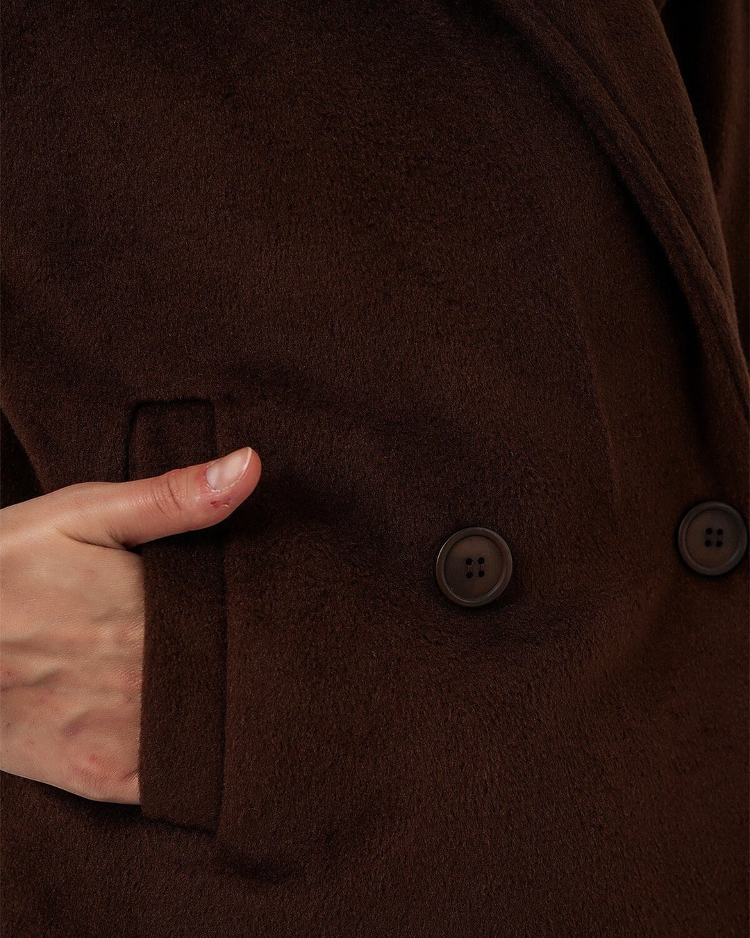 Women's Double-Breasted Wool-Blend Jacket - Brown - Wholeskop - by Peralane - photo 7