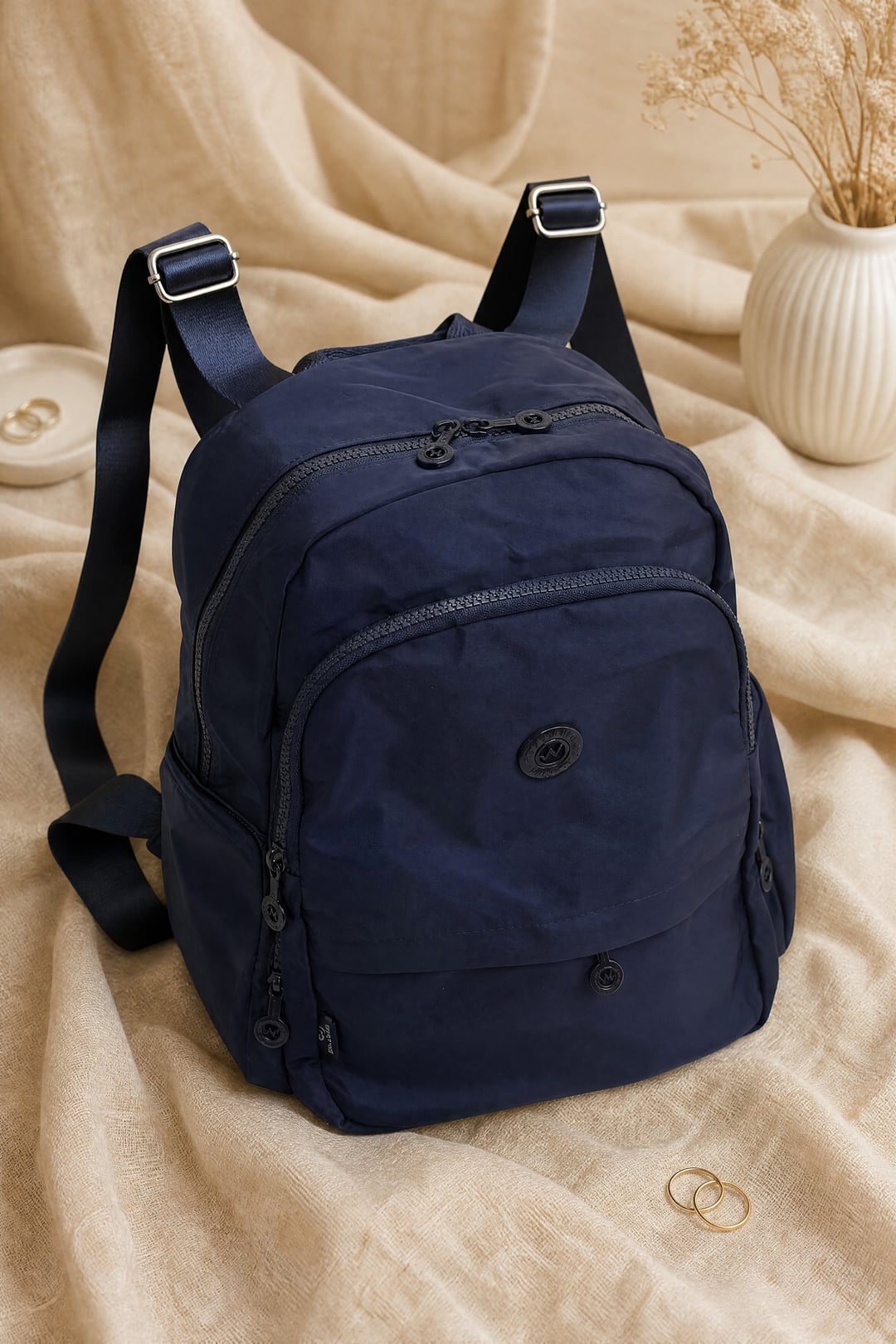 Multi-Compartment Water-Repellent Daily Backpack - Navy Blue - Podyumplus - by Peralane