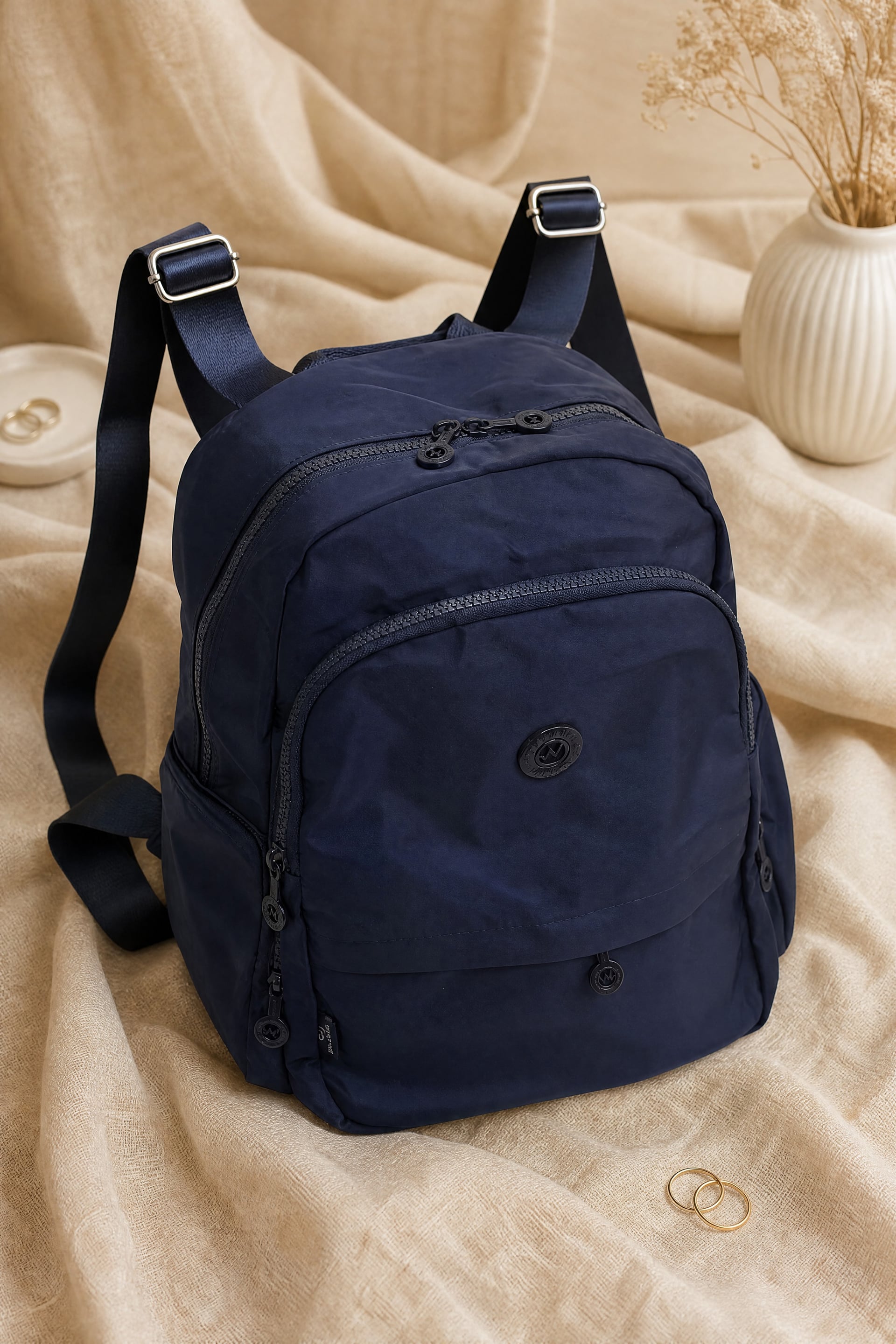 Multi-Compartment Water-Repellent Daily Backpack - Navy Blue - Podyumplus - by Peralane