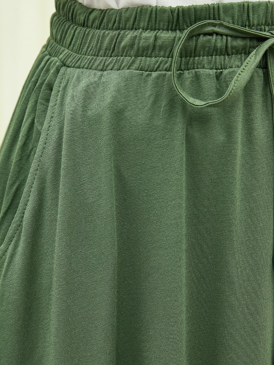 Drawstring Elastic Waistband Pocket Jersey Skirt - Olive Green - Podyumplus - by Peralane - photo 9