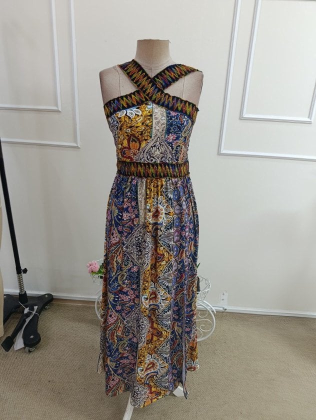 Women's Halter Neck Ethnic Print Maxi Dress with Slit - Janes - by Peralane - photo 4