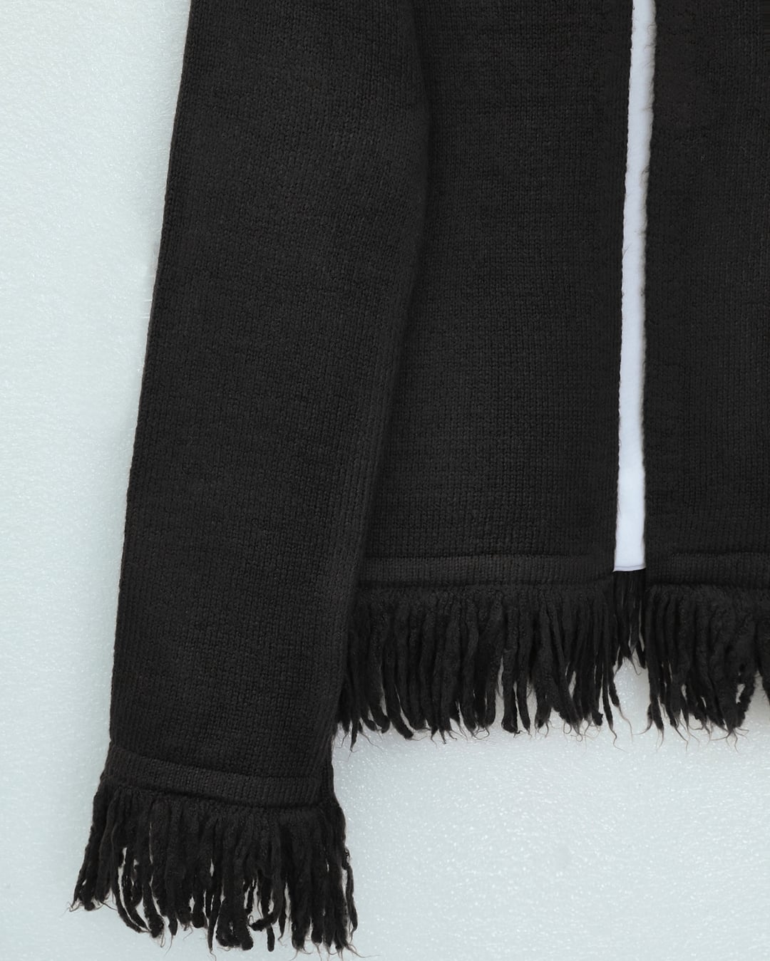 Single Button Fringed Soft Knit Cardigan - Black - Podyumplus - by Peralane - photo 6