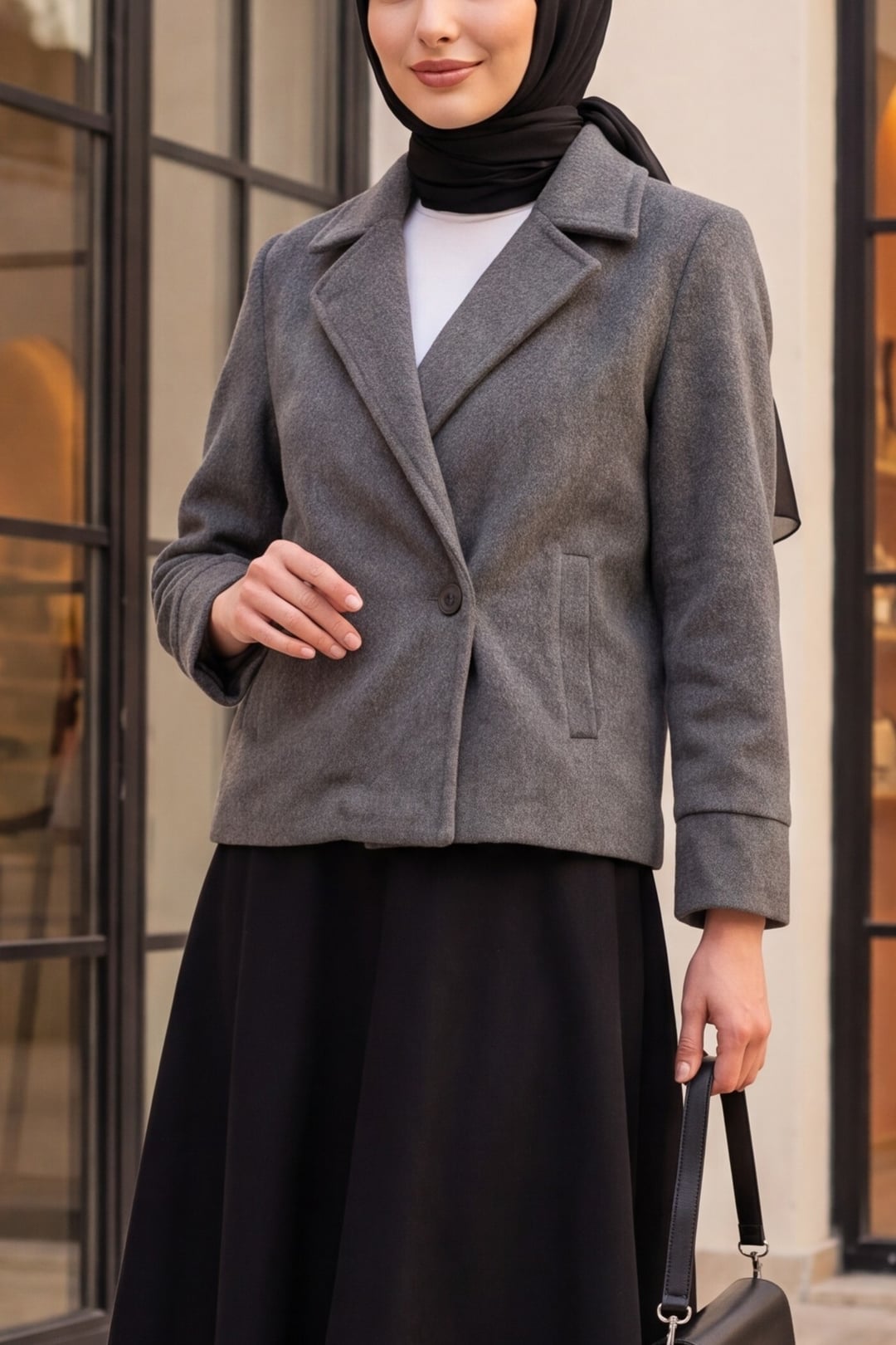 Women's Short Coat 0725 - Grey - Bigdart - by Peralane