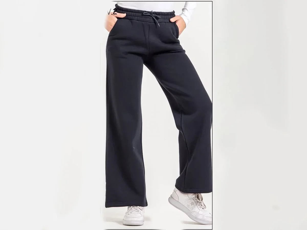 Girls' Brushed Cotton Palazzo Trousers - Navy Blue (Pack of 5) - Nickel - by Peralane