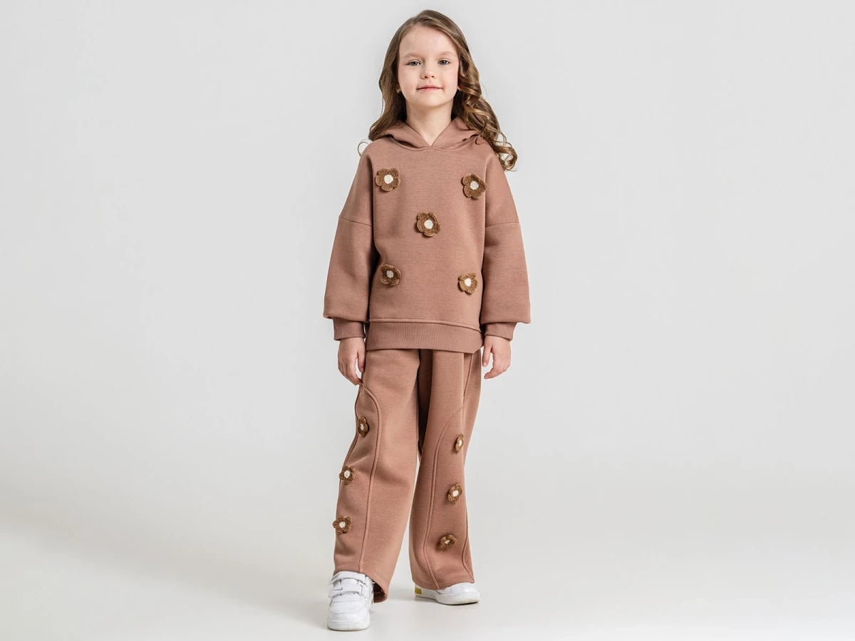 Girls' Floral Hooded Sweatshirt and Trousers Set - Pampal Kids - by Peralane