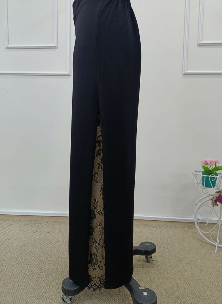 Women's High-Waist Side Lace Crepe Palazzo Pants - Janes - by Peralane - photo 7