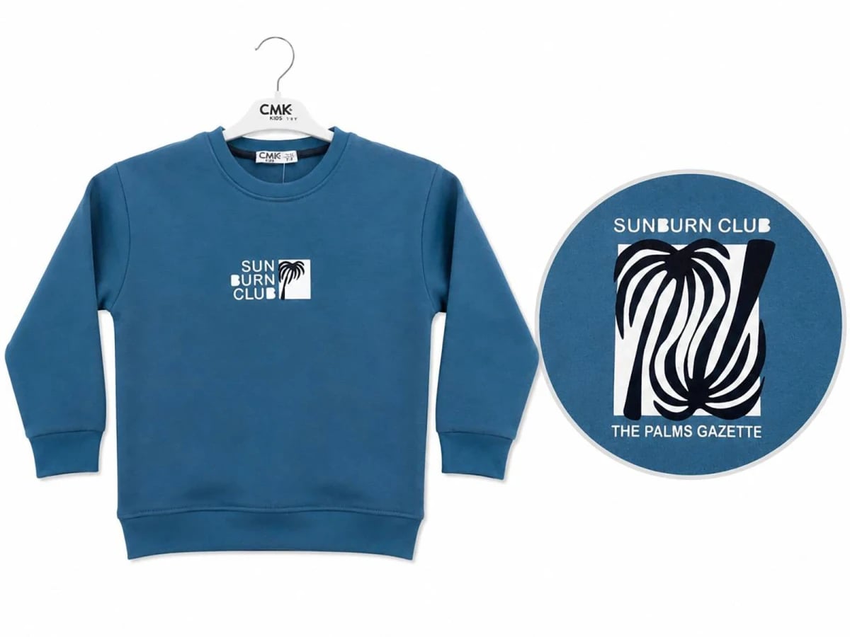 Sun Burn Club Print Boys' Sweatshirt - Teal Blue - CMK - by Peralane