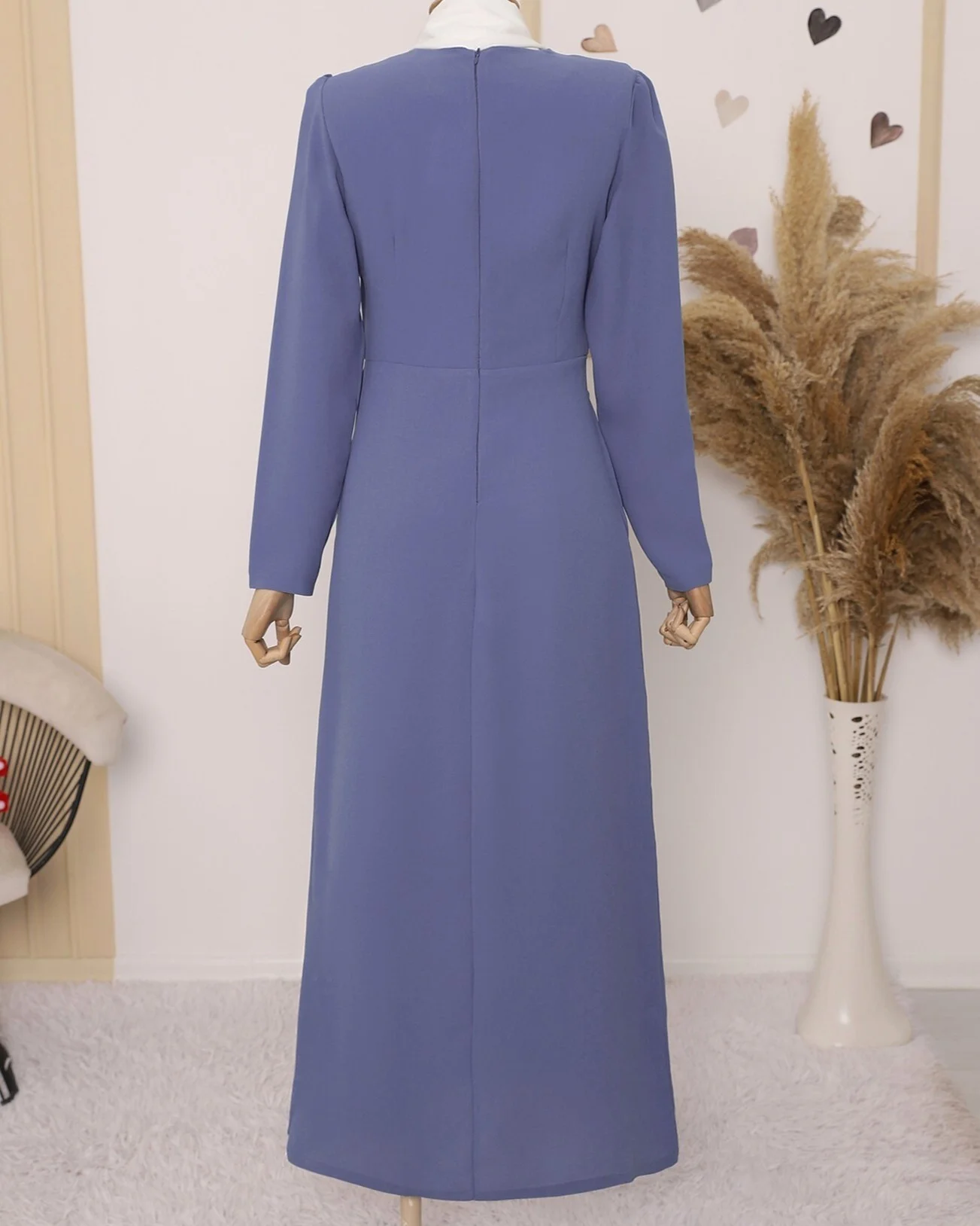 Ruffled Wrap Front Asymmetric Hem Dress in Indigo - Podyumplus - by Peralane - photo 3