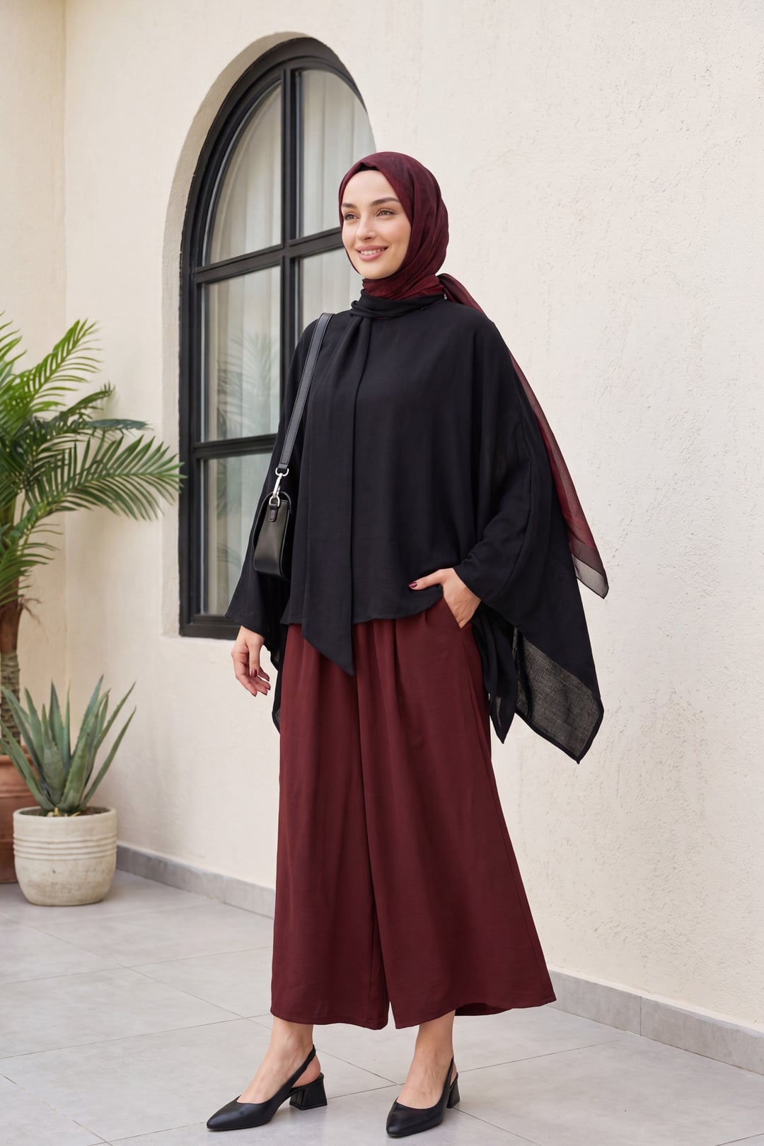 Long Back Belted Relaxed Polyviscose Tunic - Black - Podyumplus - by Peralane - photo 6