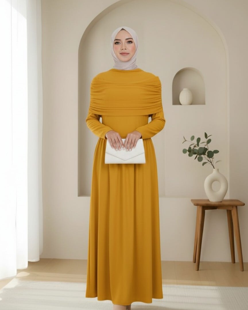 Pleated Long Sandy Dress - Yellow - Podyumplus - by Peralane - photo 2
