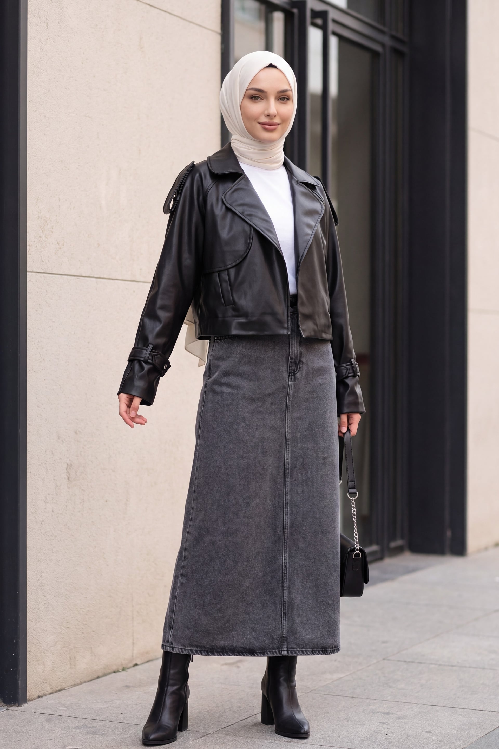 Women's Oversize Faux Leather Jacket 1047 - Black - Bigdart - by Peralane - photo 4