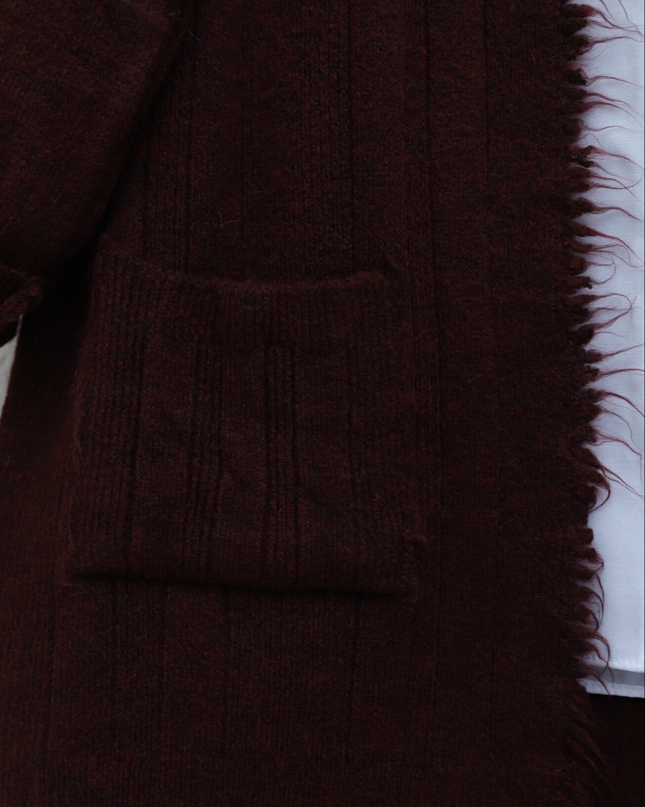 Fringe Detail Pocket Knit Cardigan - Bordeaux - Podyumplus - by Peralane - photo 3