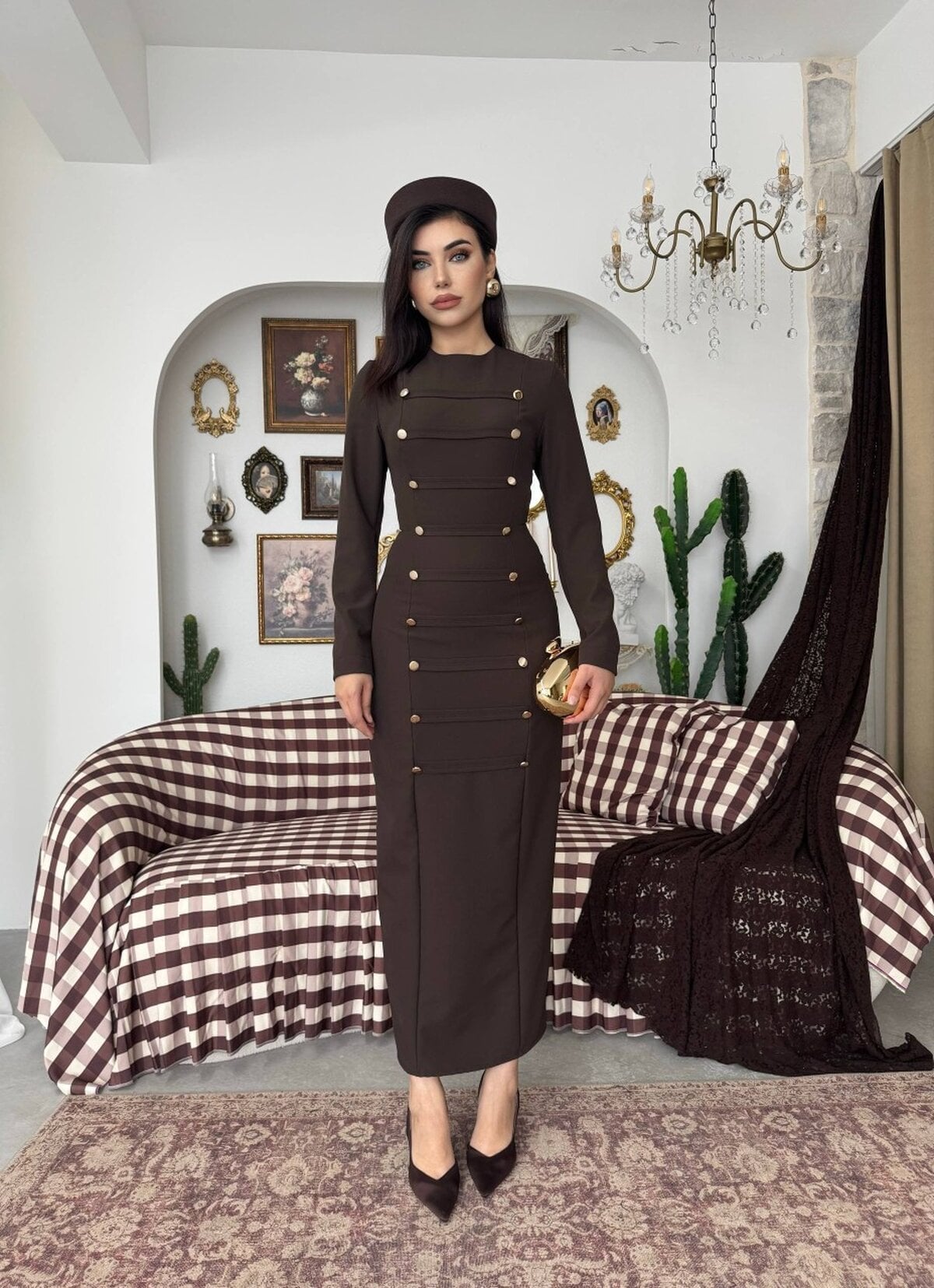 Nüye Midi Dress ETK-01065 Brown - Etika - by Peralane - photo 8