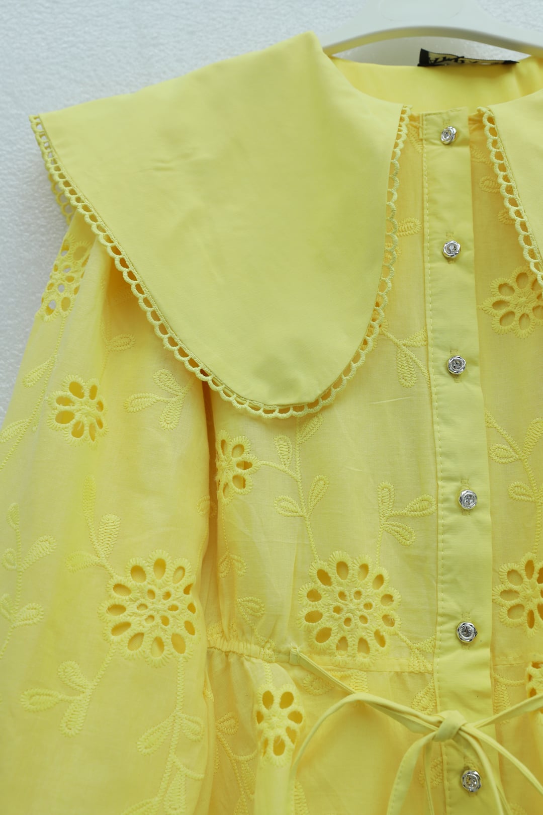 Bebe Collar Belted with Lace and Lining in Linen Look Set - Yellow - Podyumplus - by Peralane - photo 3