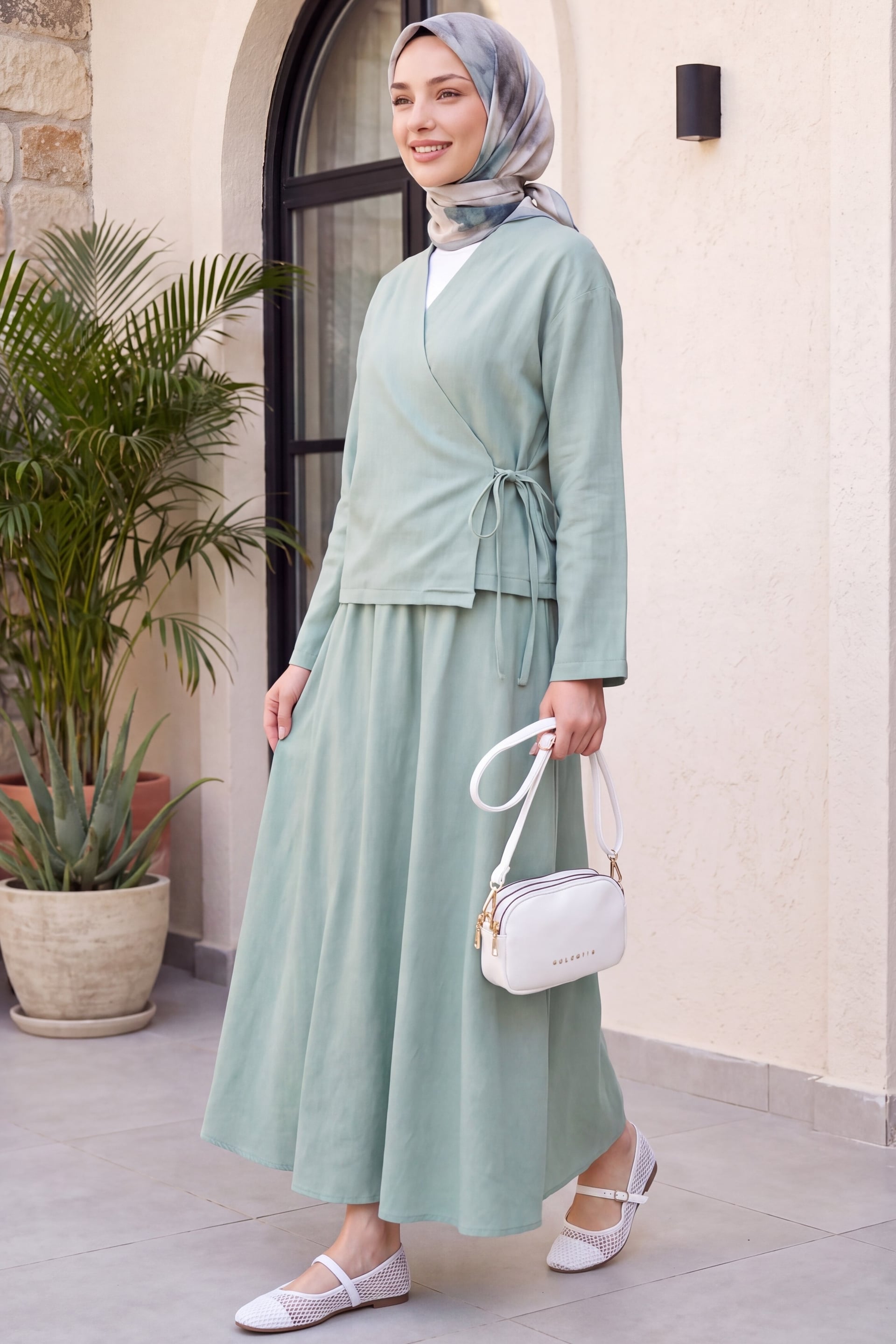 Side-Tie Skirt Set in Sea Green - Podyumplus - by Peralane - photo 2