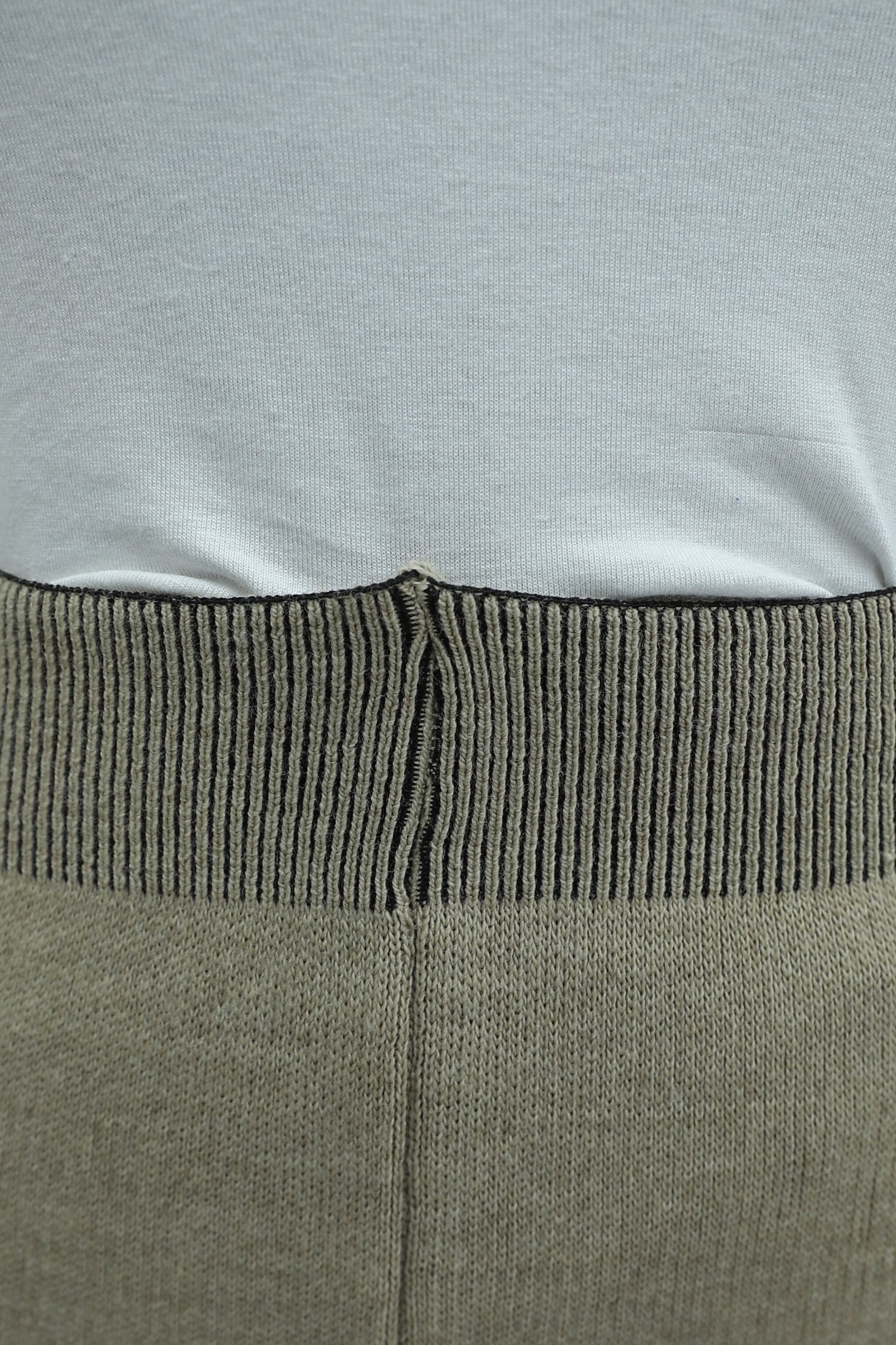 Ribbed Trim Knit Trousers Set - Beige - Podyumplus - by Peralane - photo 6