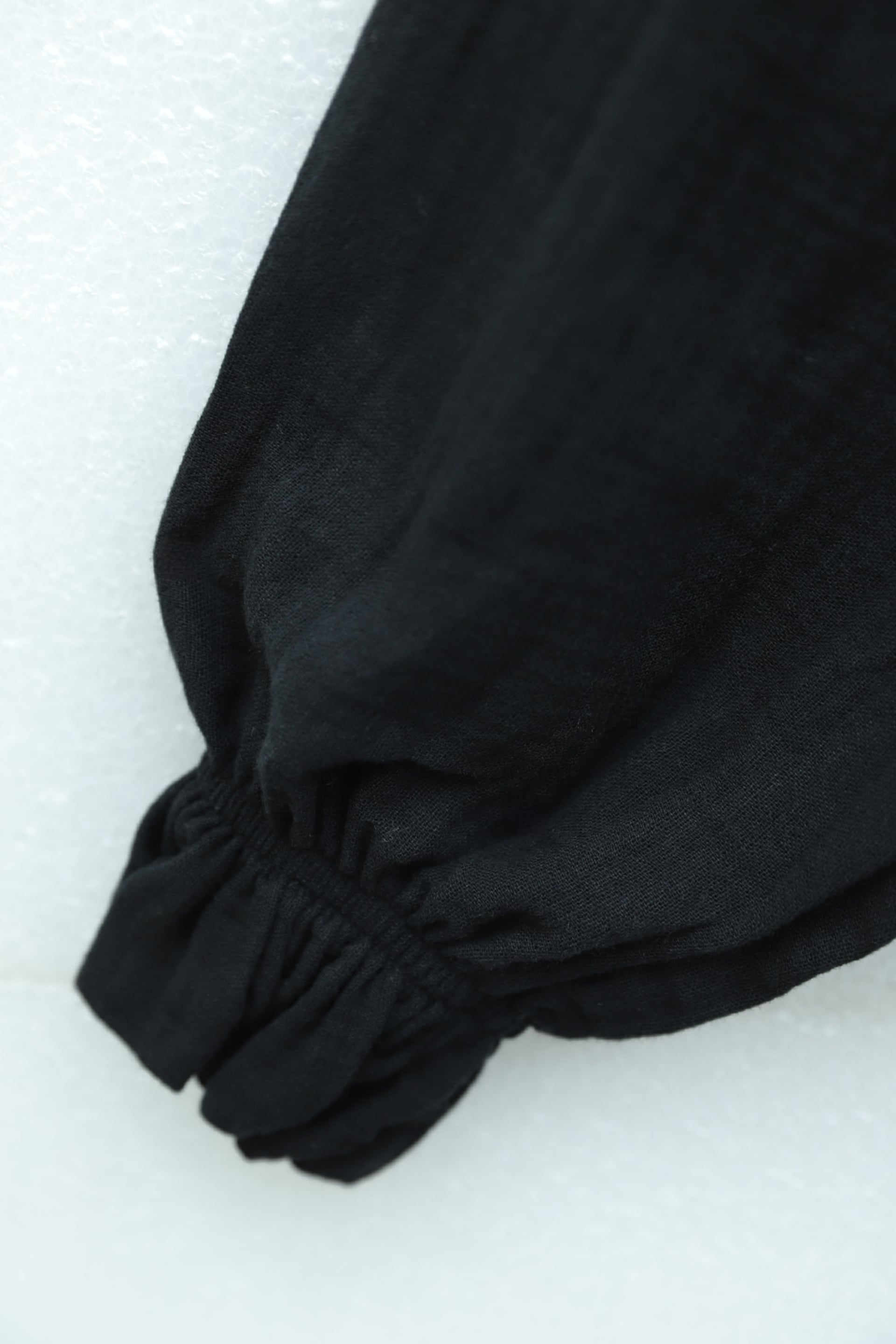 Half Button Long Sleeve Tie Waist Muslin Dress - Black - Podyumplus - by Peralane - photo 5