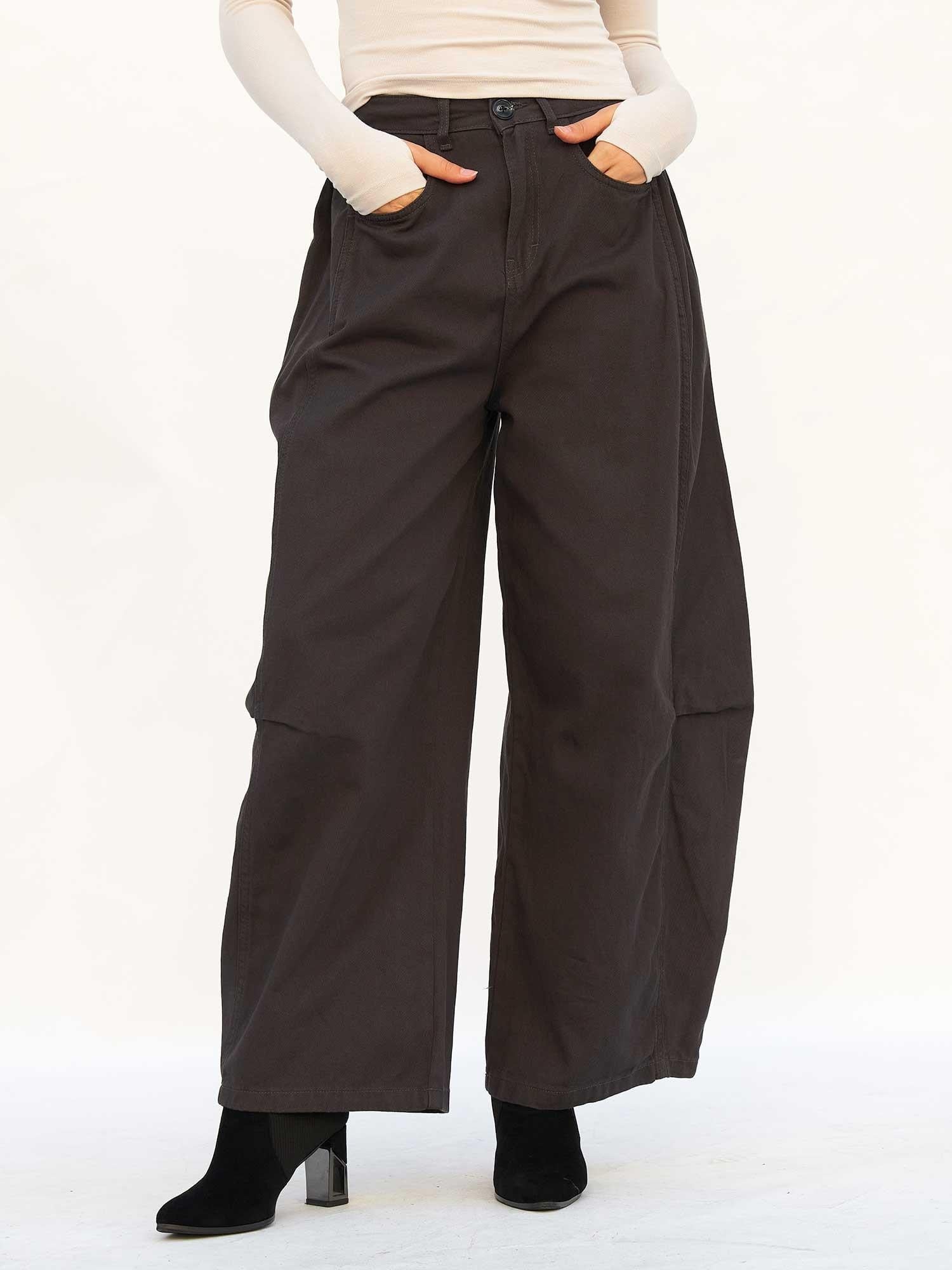Curve Wide Gabardine Trousers - Anthracite - Lefon - by Peralane - photo 5