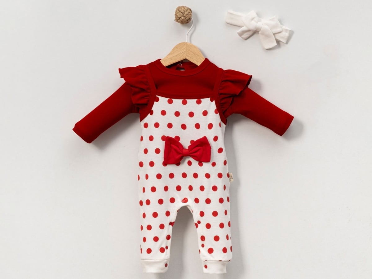 Polka Dot Bow Detail Baby Girl Romper Set (Pack of 4) - Cayzen - by Peralane
