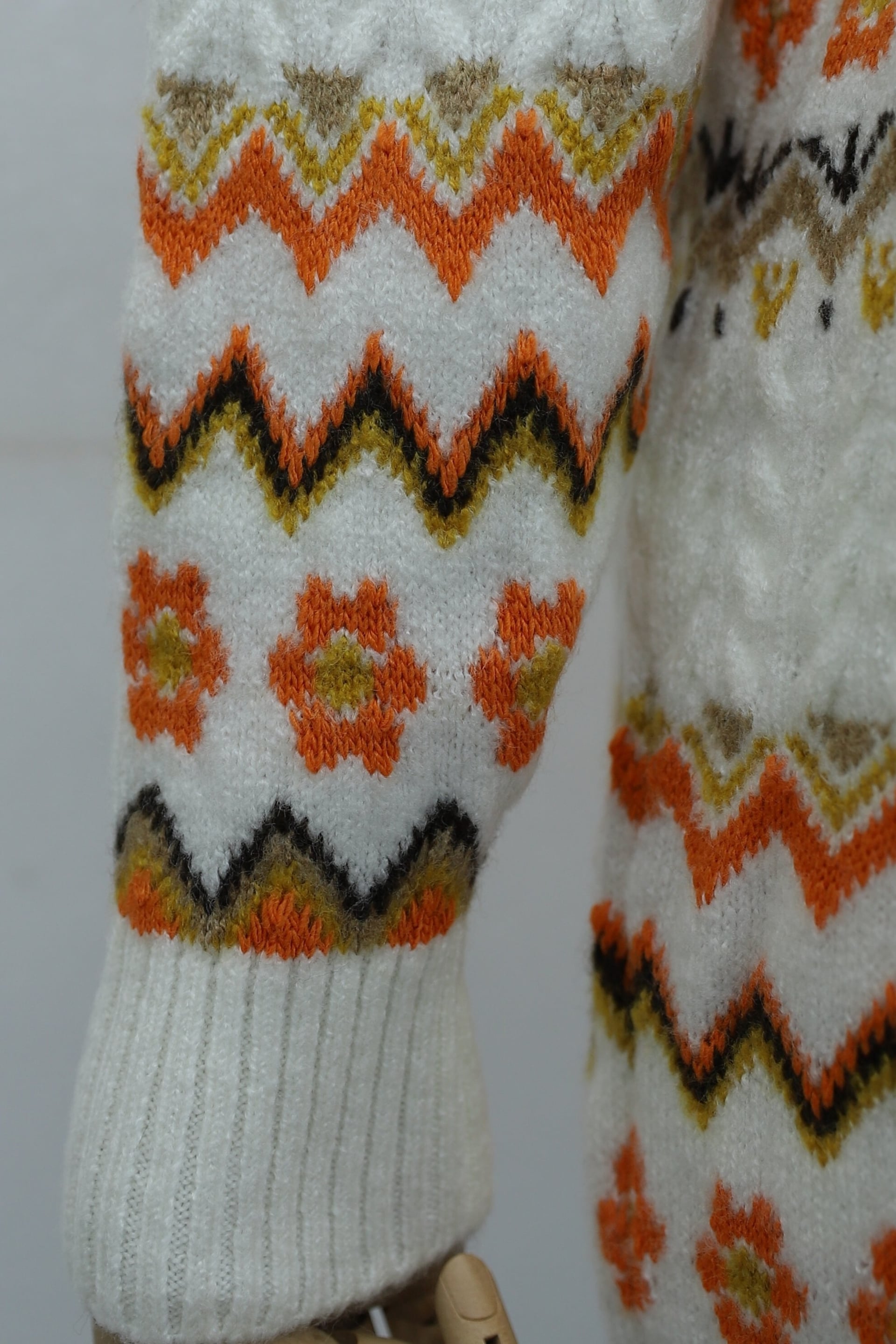 Round Neck Floral Ethnic Pattern Knit Tunic - Cream - Podyumplus - by Peralane - photo 7