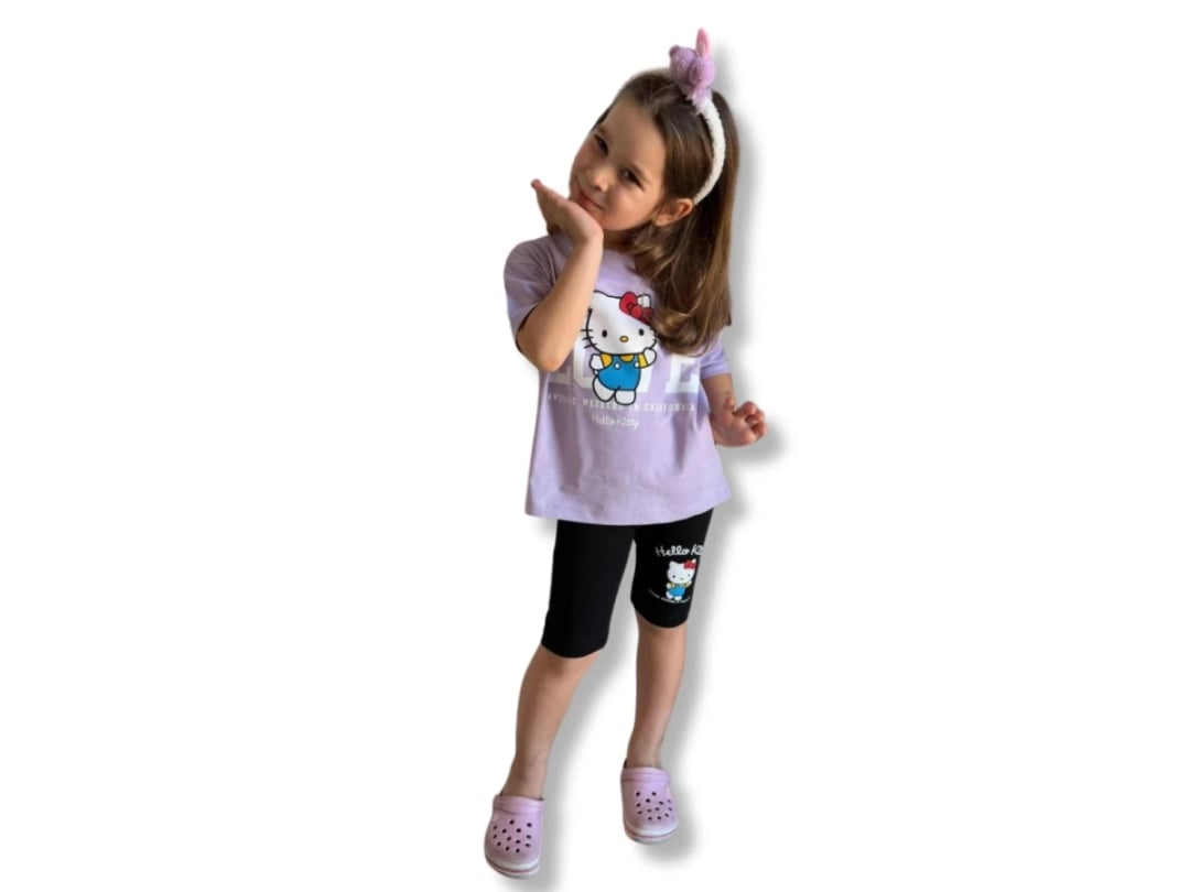 Hello Kitty Print Girls' Pyjama Set - Lavender - Replikas - by Peralane