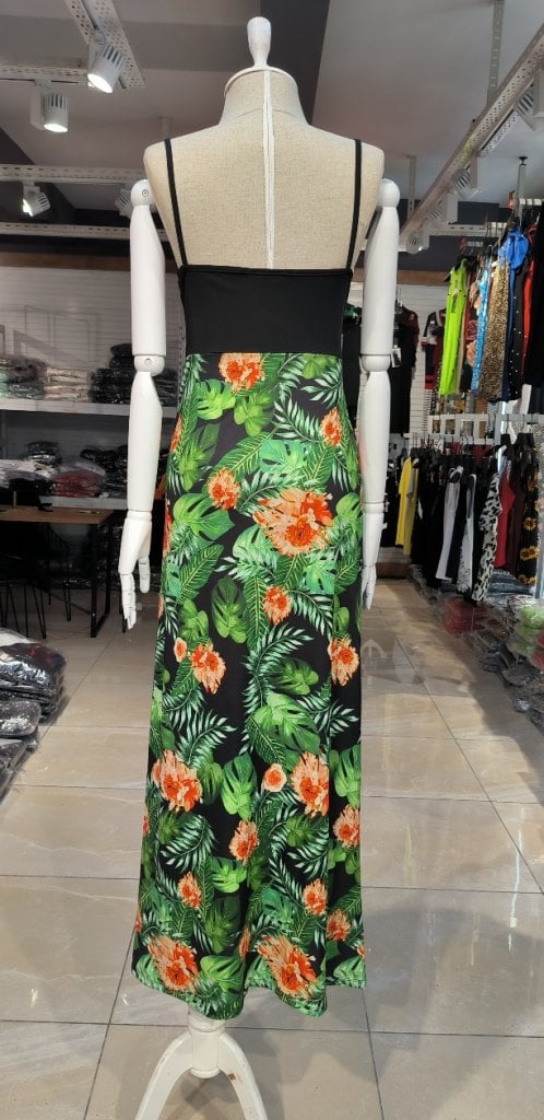 Women's Spaghetti Strap V-Neck Maxi Dress with Digital Floral Print and Side Slit - Janes - by Peralane - photo 6