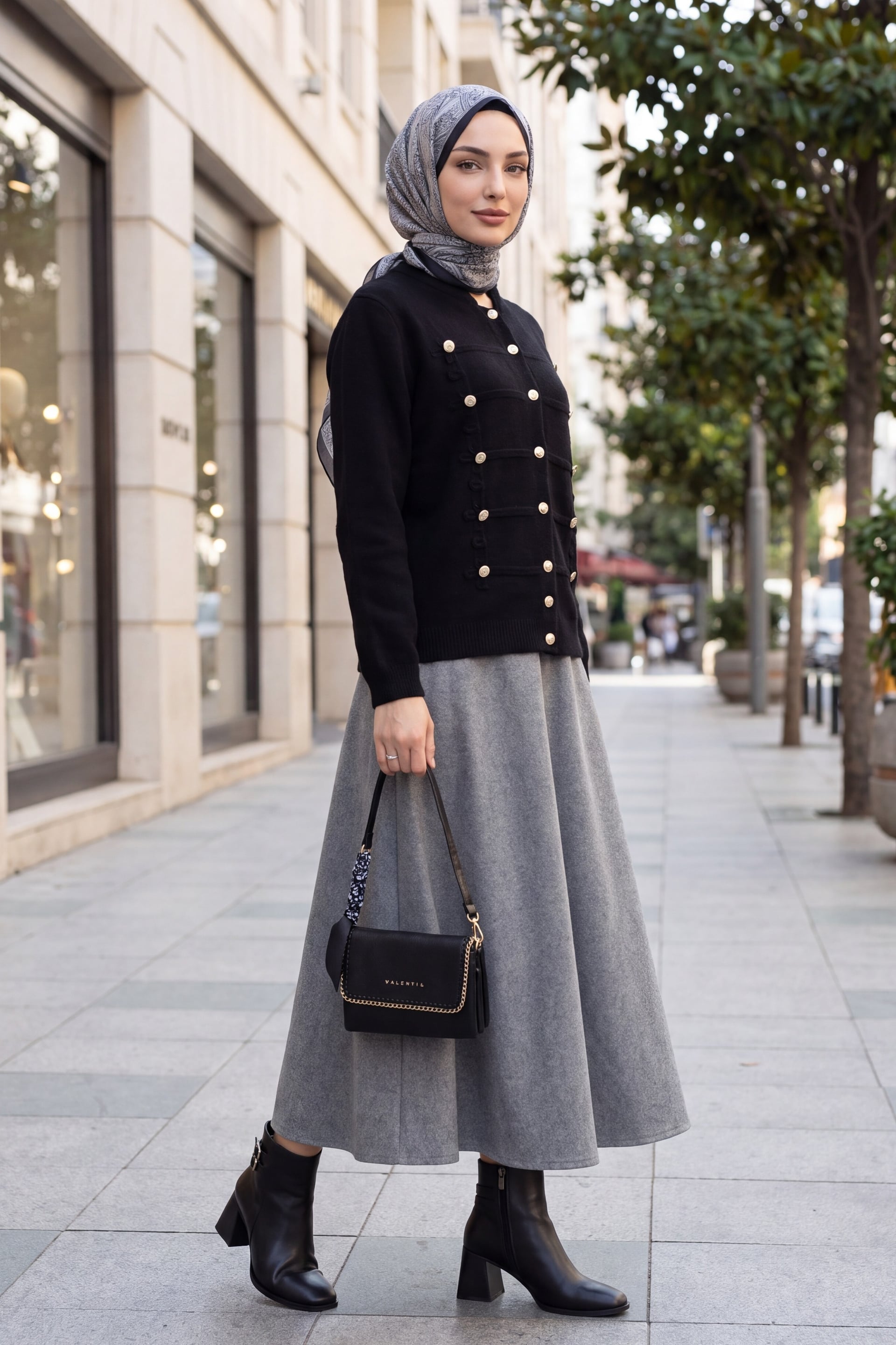 Black Multi-Button Polo Collar Soft Knit Cardigan - Podyumplus - by Peralane - photo 4