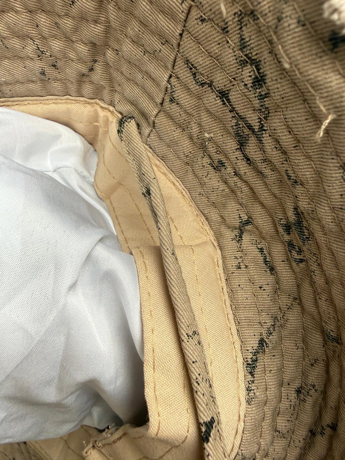 Beige Distressed Linen Bucket Hat with Drawstring - Nesvay - by Peralane - photo 5