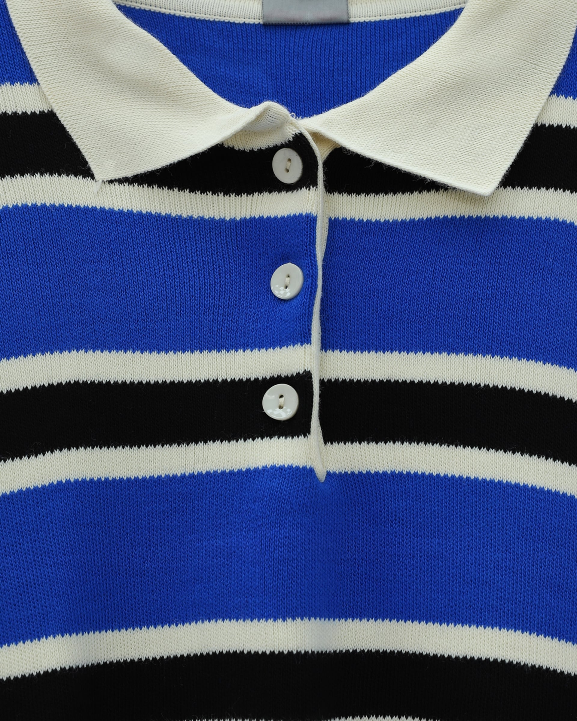 Polo Collar Buttoned Striped Knit Sweater - Saks - Podyumplus - by Peralane - photo 4