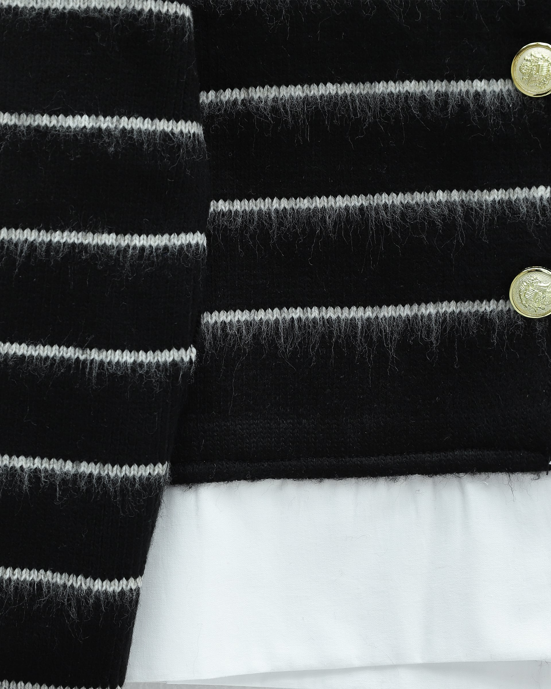 Black Striped Knitted Cardigan with Shirt Collar Detail - Podyumplus - by Peralane - photo 5
