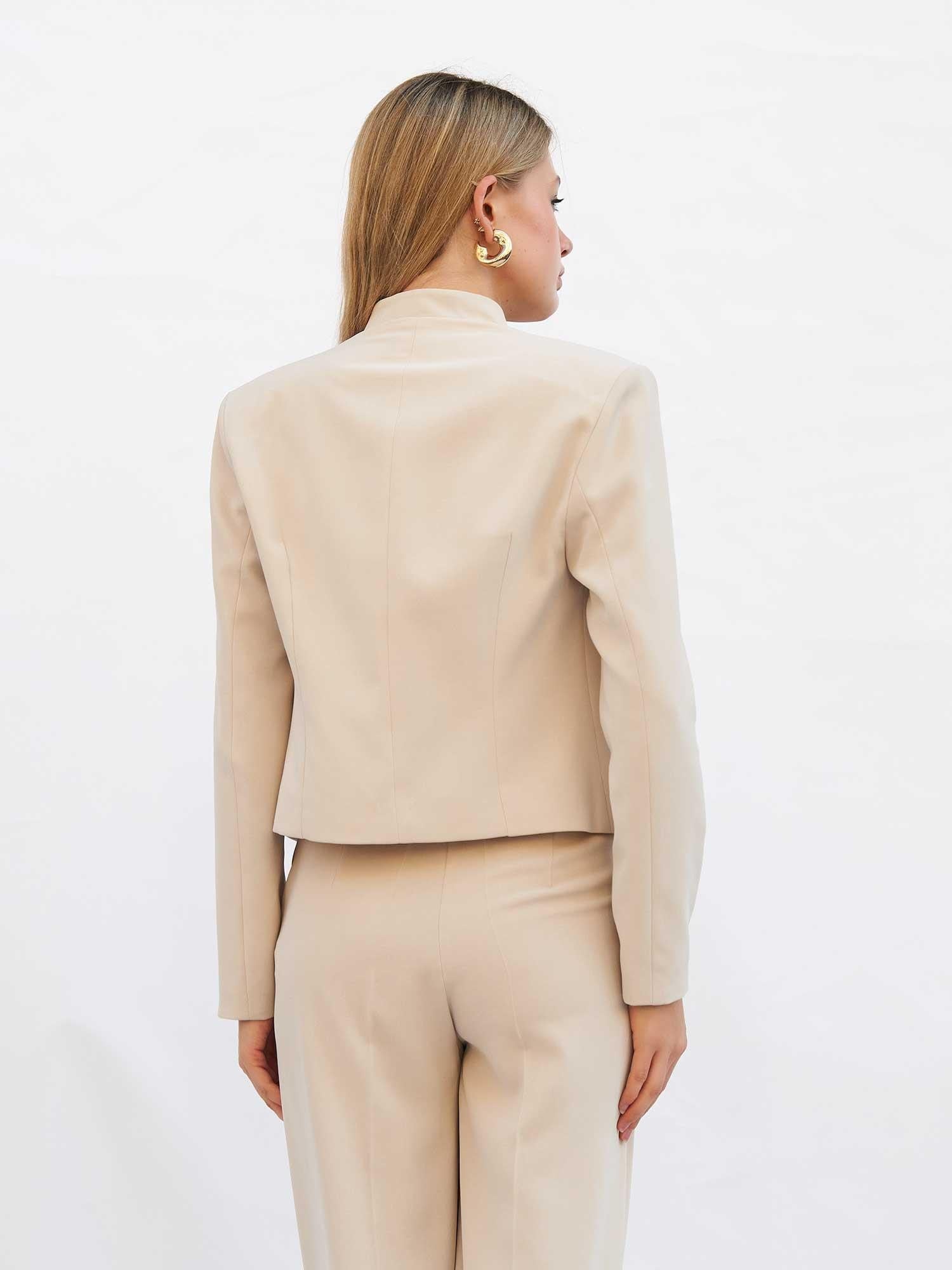 Women's Beige Asymmetric Jacket and Trousers Set - Lefon - by Peralane - photo 3