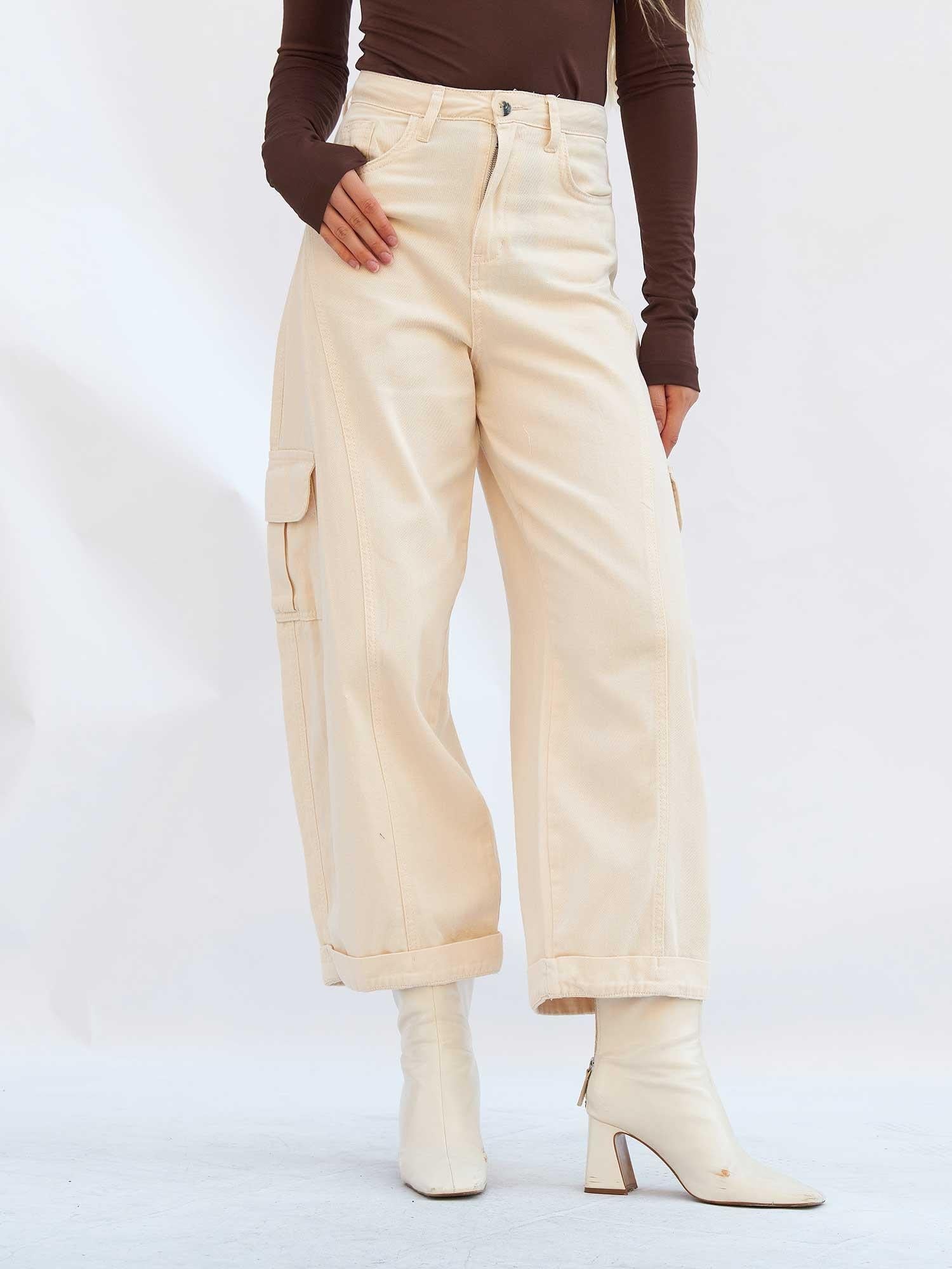 Women's Gabardine Cargo Pants with High Waist - Lefon - by Peralane - photo 8