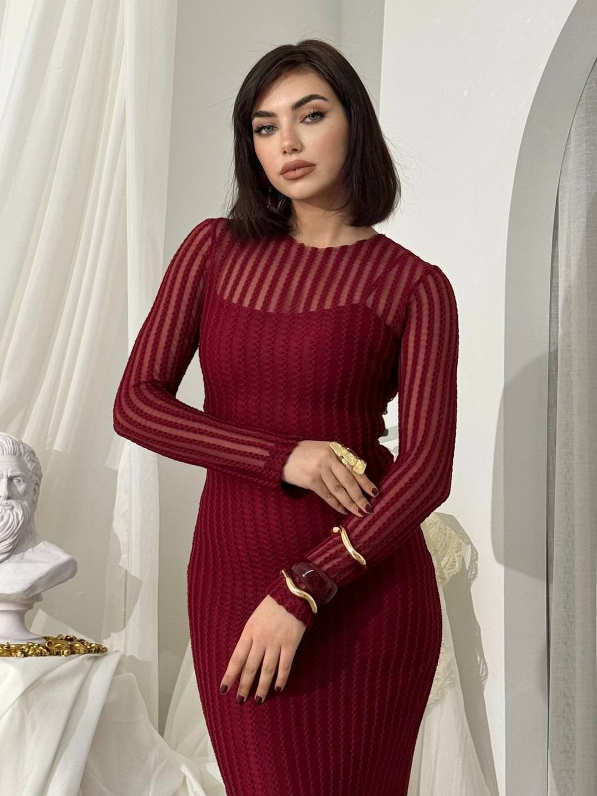 Polin Midi Dress in Burgundy - Etika - by Peralane - photo 3
