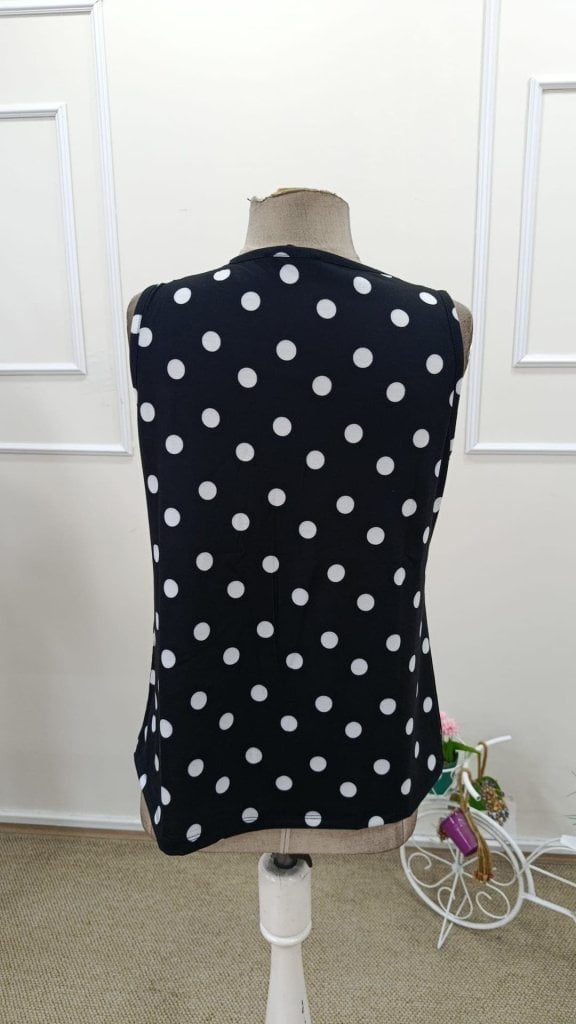 Women's Sleeveless V-Neck Polka Dot Suprem Top, Black - Janes - by Peralane - photo 6