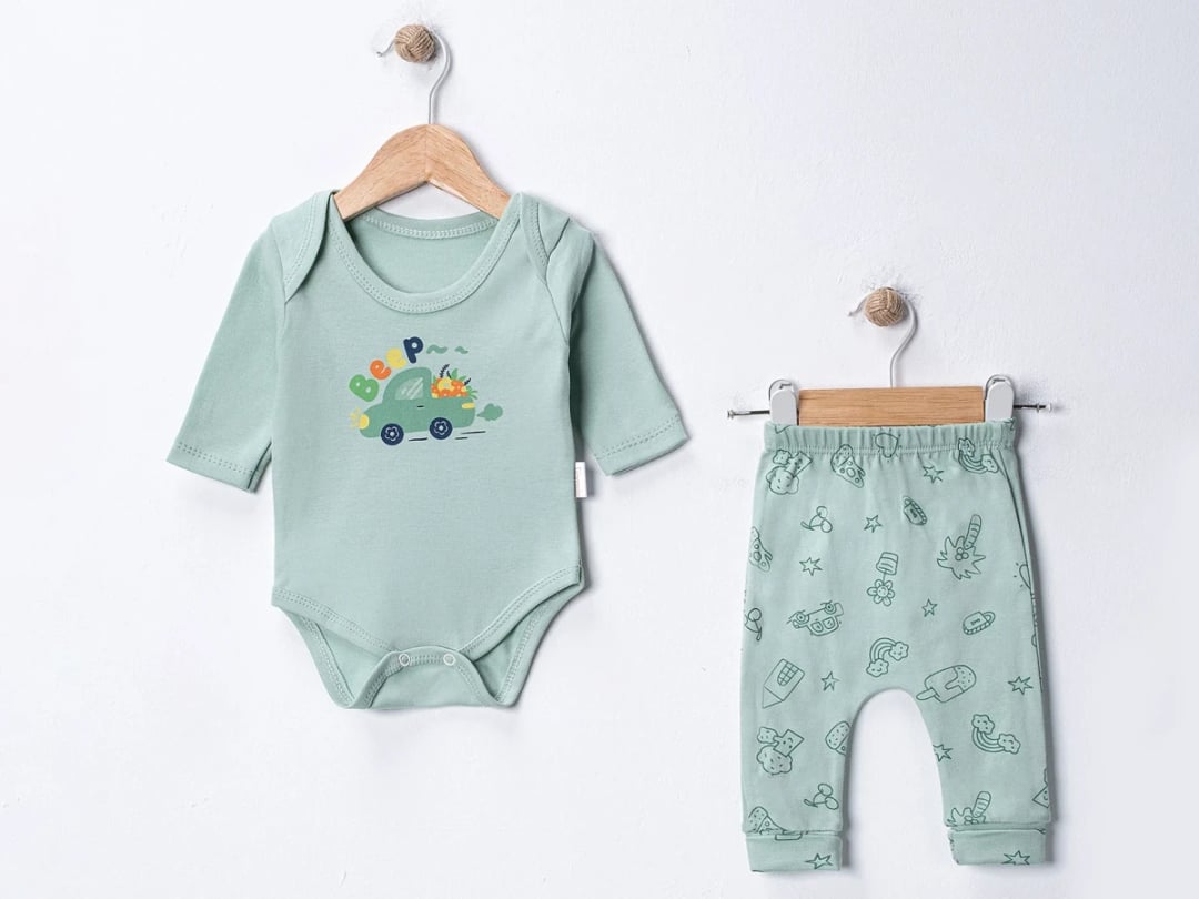 Green Car Print Baby Boy Set - 3 Pack - Supermini - by Peralane