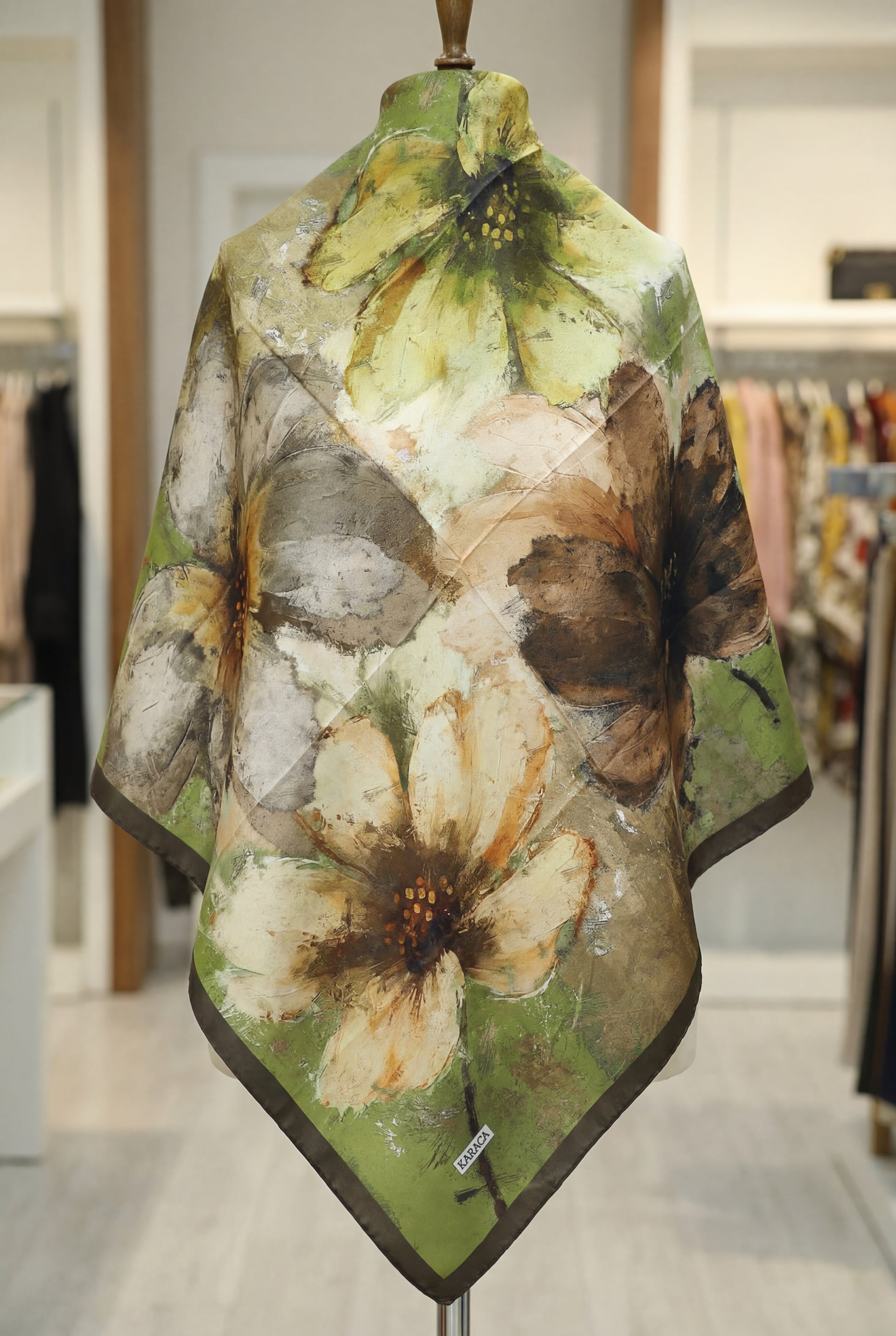 Printed Effect Rayon Scarf - Pistachio Green - Podyumplus - by Peralane