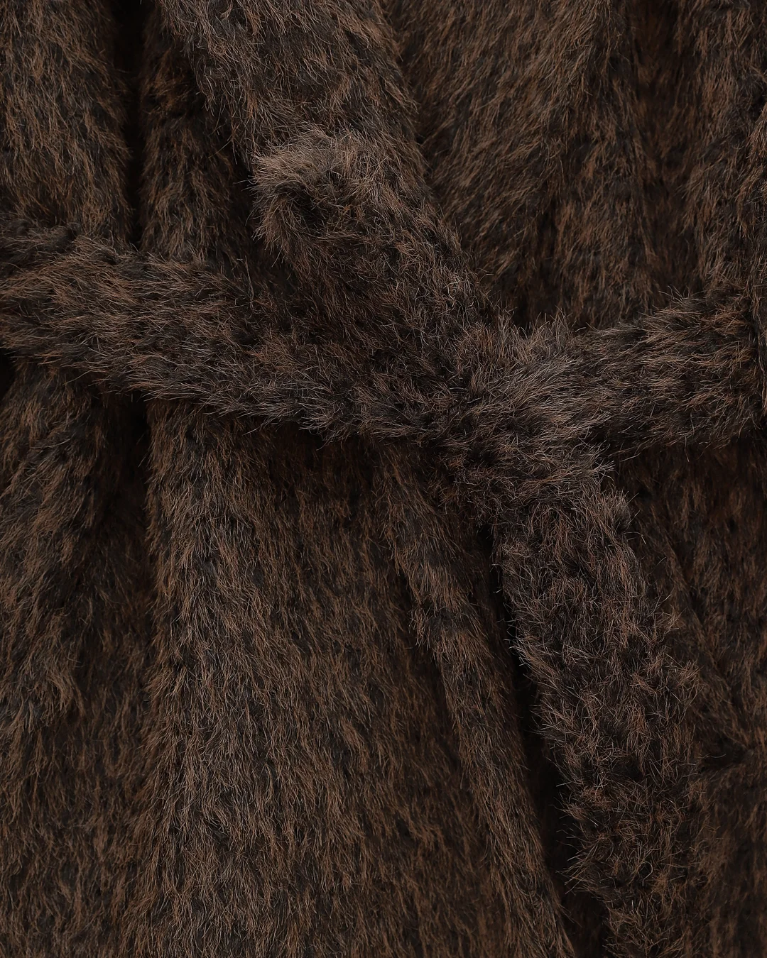Belted Faux Fur Coat with Pockets - Dark Brown - Podyumplus - by Peralane - photo 3