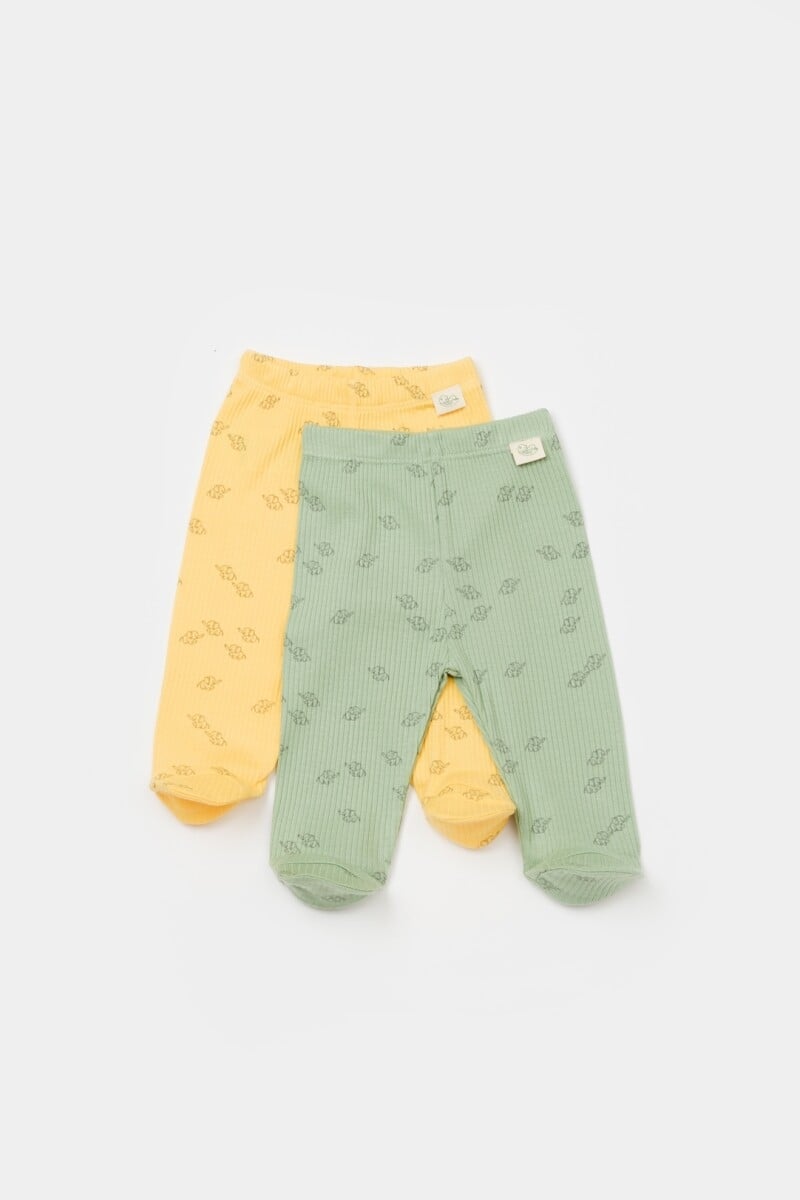 Baby Cosy Infants' Modal Footed Pants - 3 Pack (Yellow and Mint Green, 0-9M) - Babycosy - by Peralane